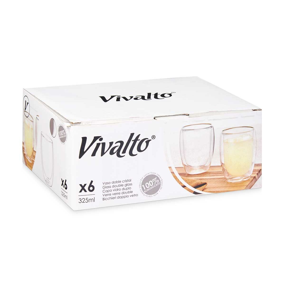 Verre d'eau Vivalto Transparent Verre Borosilicaté 326 ml (6 Unités)