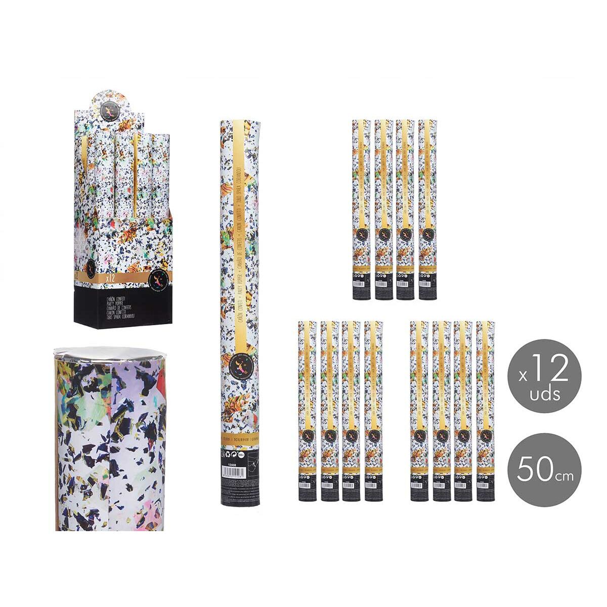 Canon à confettis Multicouleur Papier Carton Plastique 5 x 48,5 x 5 cm (12 Unités)