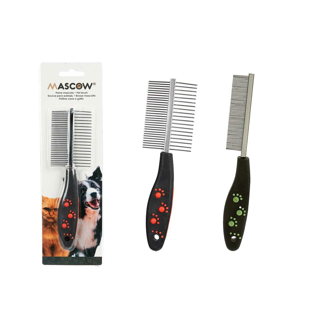Brosse à Cheveux Mascow Noir Rouge Vert Polyester Acier 4 x 20,5 x 1,5 cm 12 Unités
