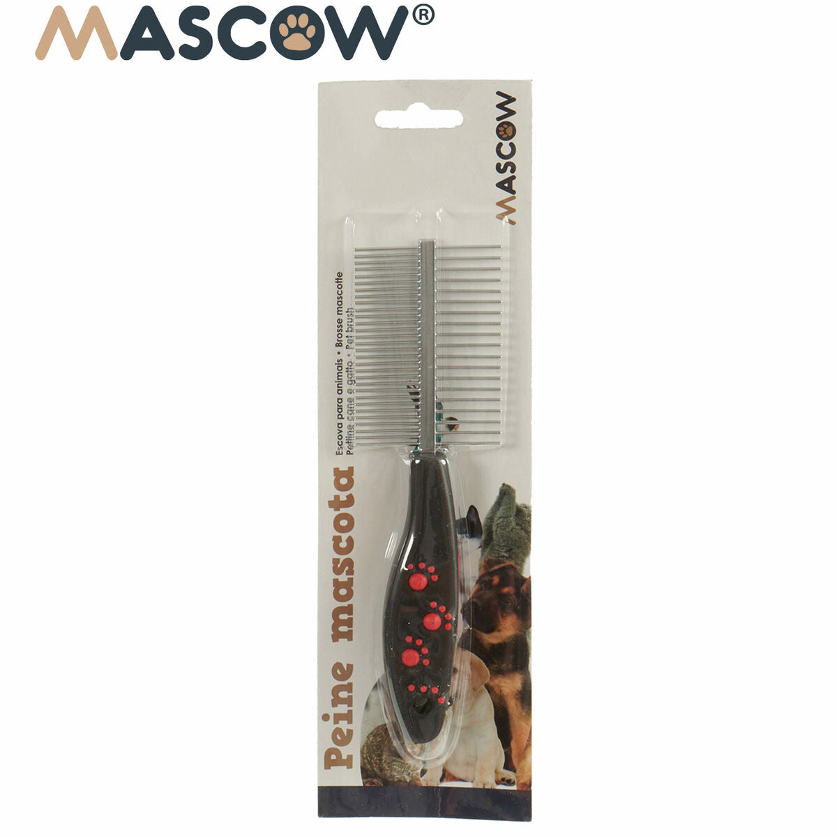 Brosse à Cheveux Mascow Noir Rouge Vert Polyester Acier 4 x 20,5 x 1,5 cm 12 Unités