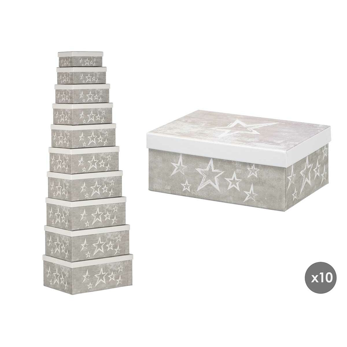 Boîte Décorative Pincello Blanc Gris Carton (2 Unités)