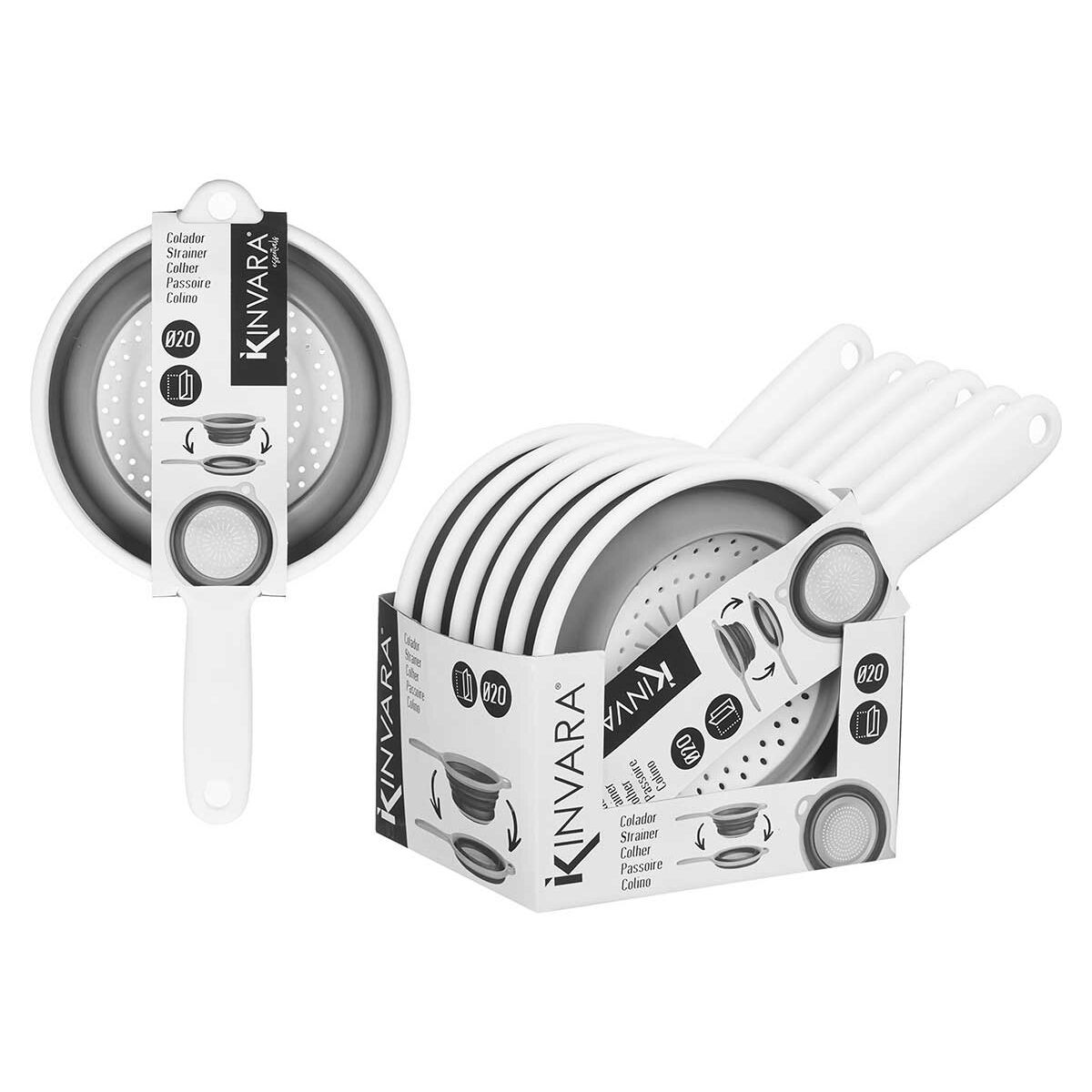 Tamis Kinvara Blanc Gris polypropylène TPR 33,5 x 20 x 8 cm 20 x 33,5 x 3,5 cm (6 Unités)