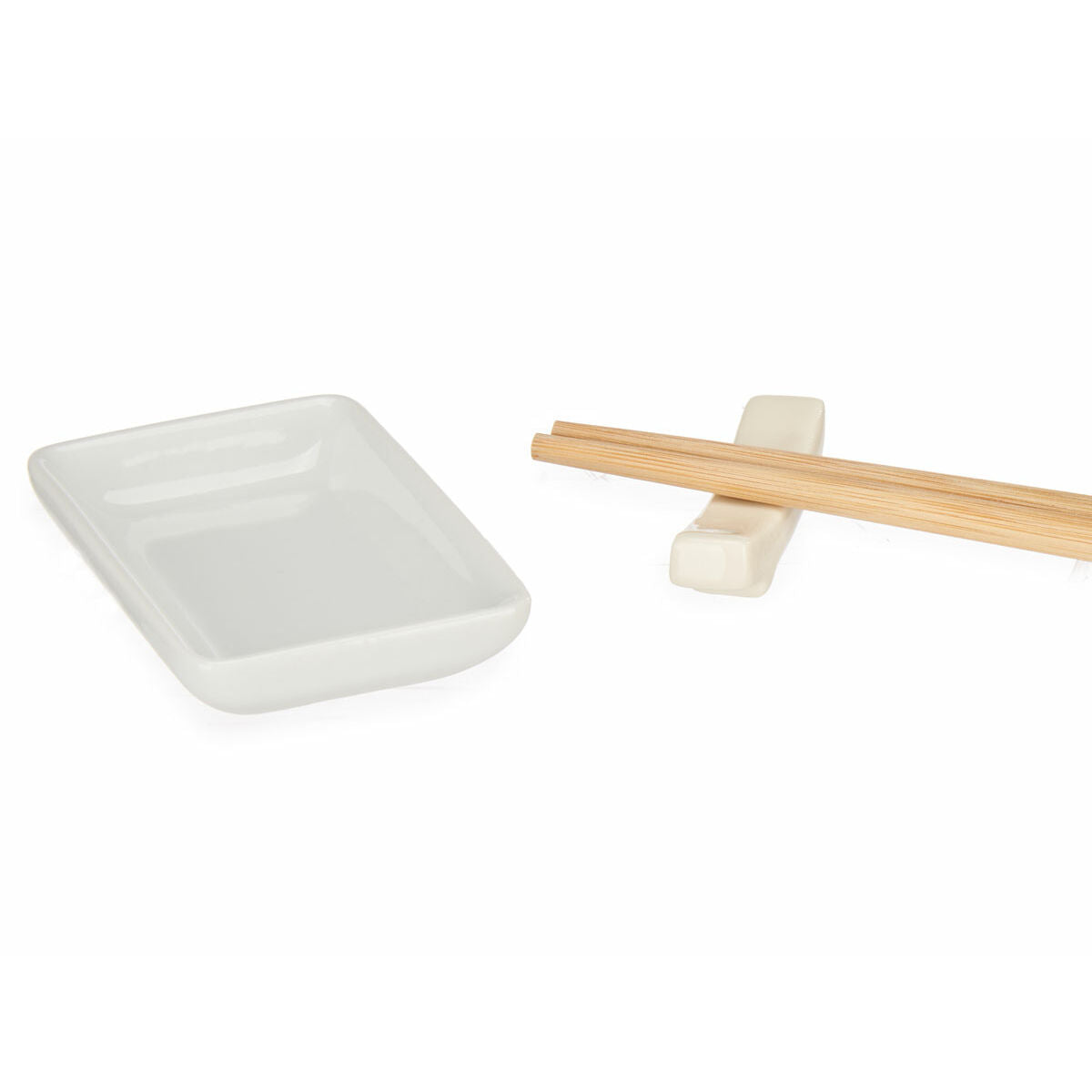 Set de sushi Kinvara Blanc Bambou Porcelaine 27,5 x 2,5 x 20,5 cm 19,5 x 2,5 x 26,5 cm (12 Pièces) (6 Unités)