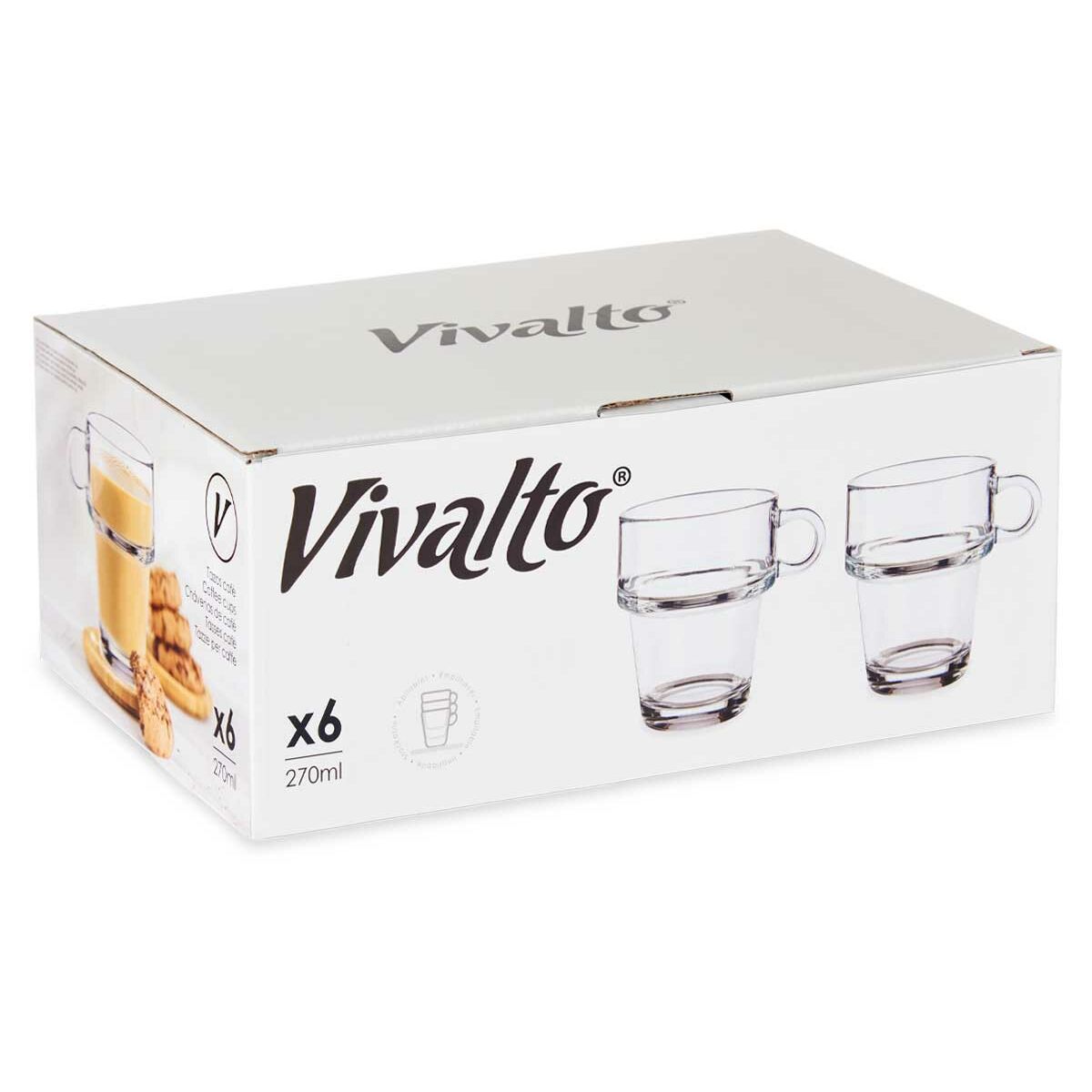 Tasse de café et de thé Vivalto Transparent verre 270 ml (6 Unités)