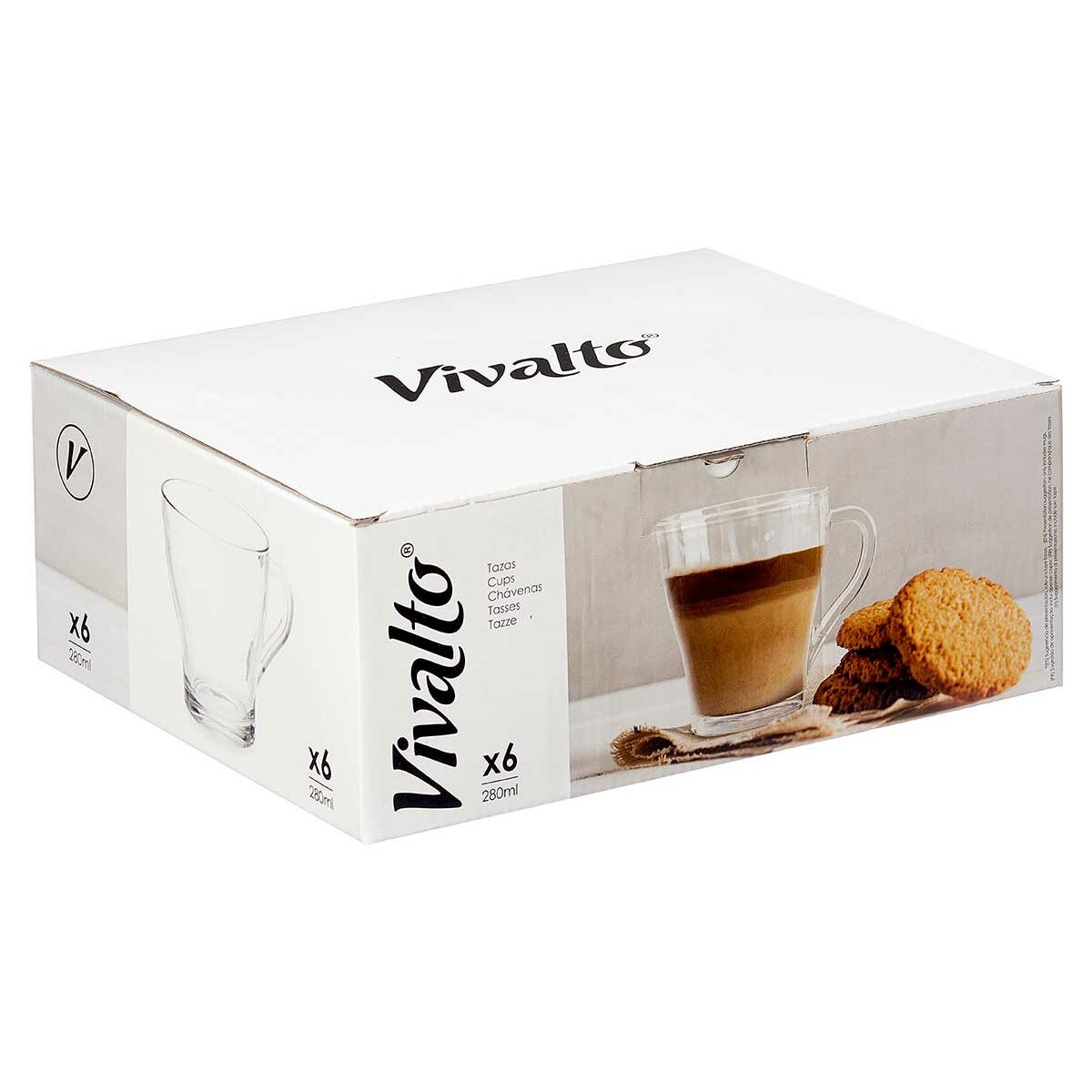 Tasse de café et de thé Vivalto Transparent verre 280 ml (6 Unités)