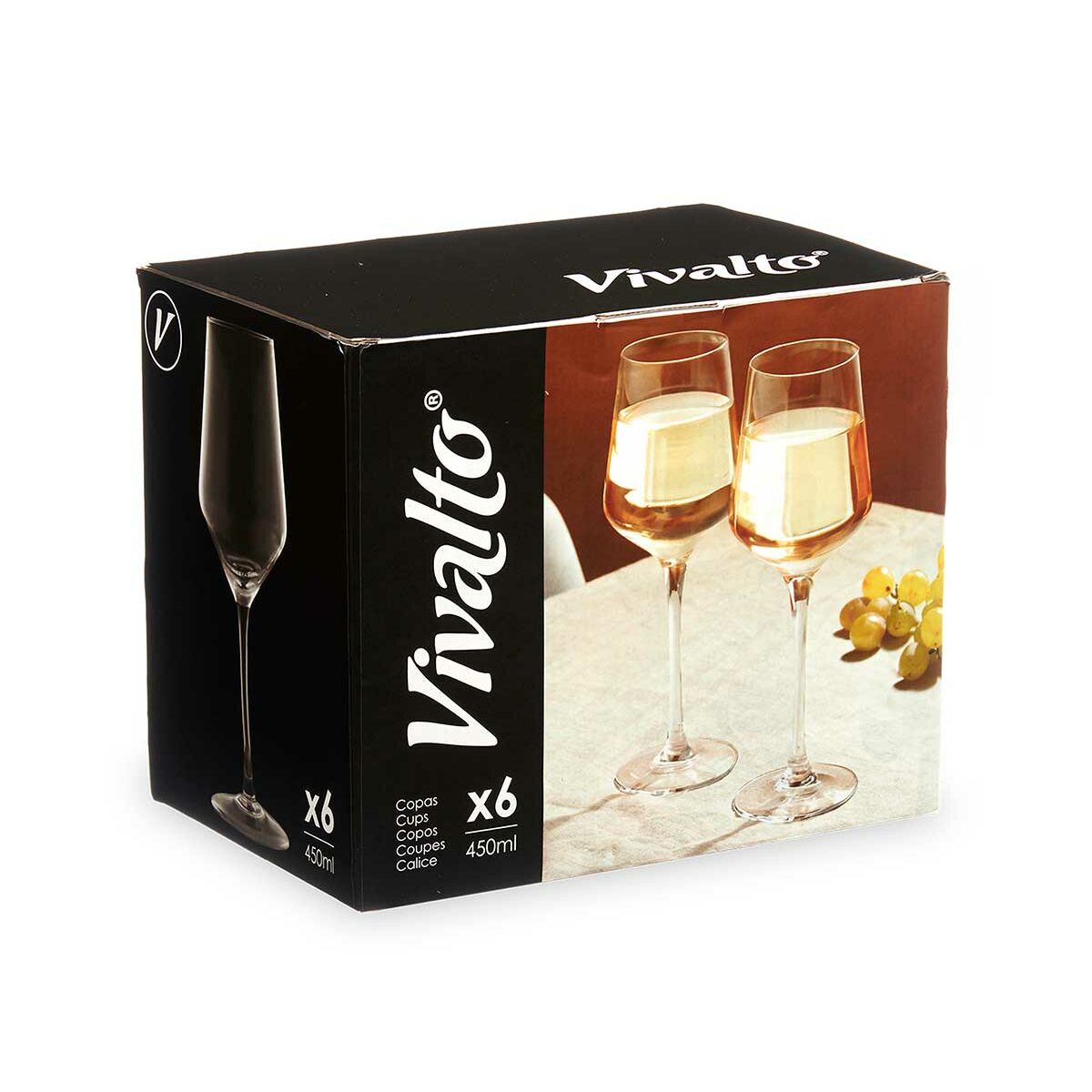 verre de vin Vivalto Transparent verre 450 ml (6 Unités)