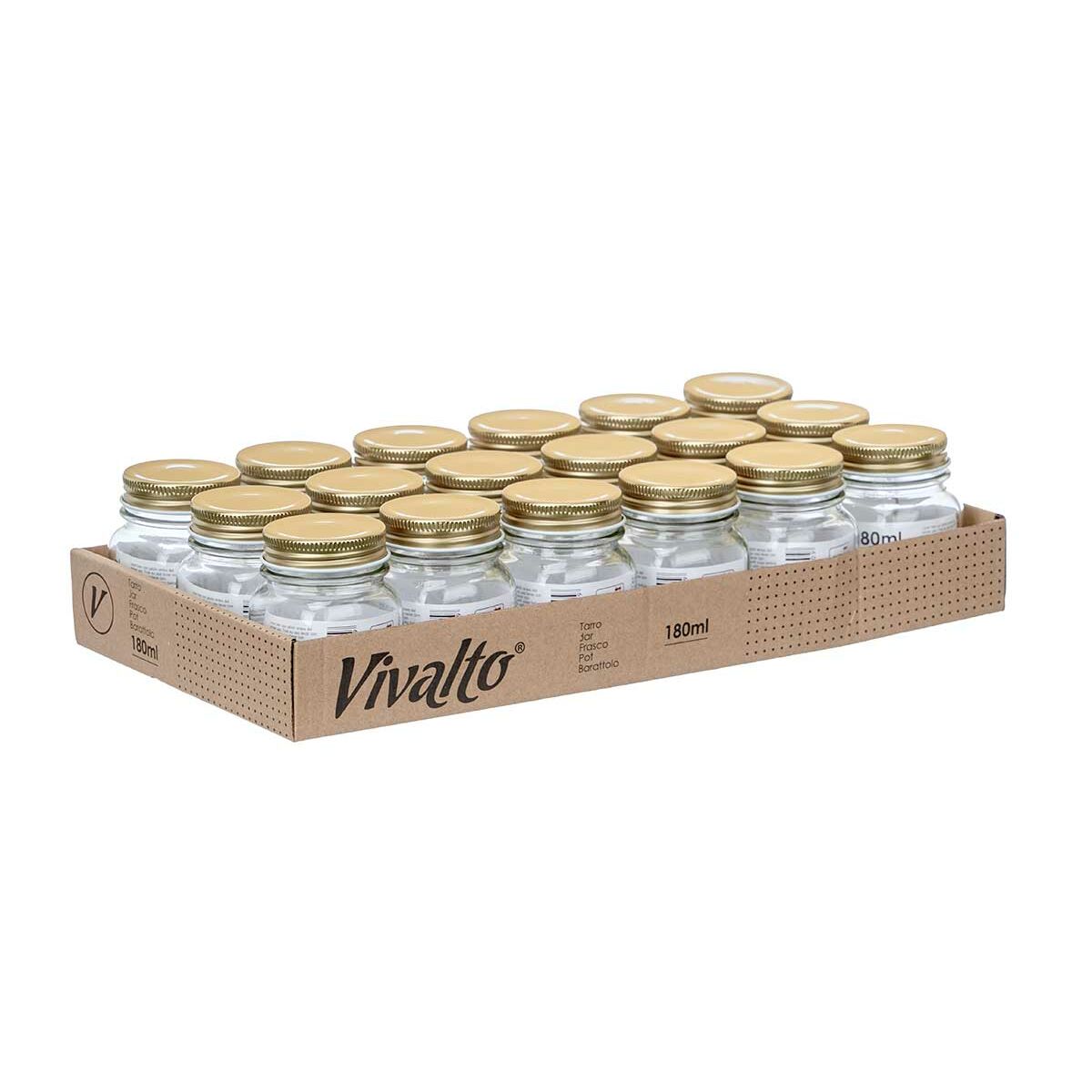 Bocal Vivalto Transparent Doré 180 ml (18 Unités)