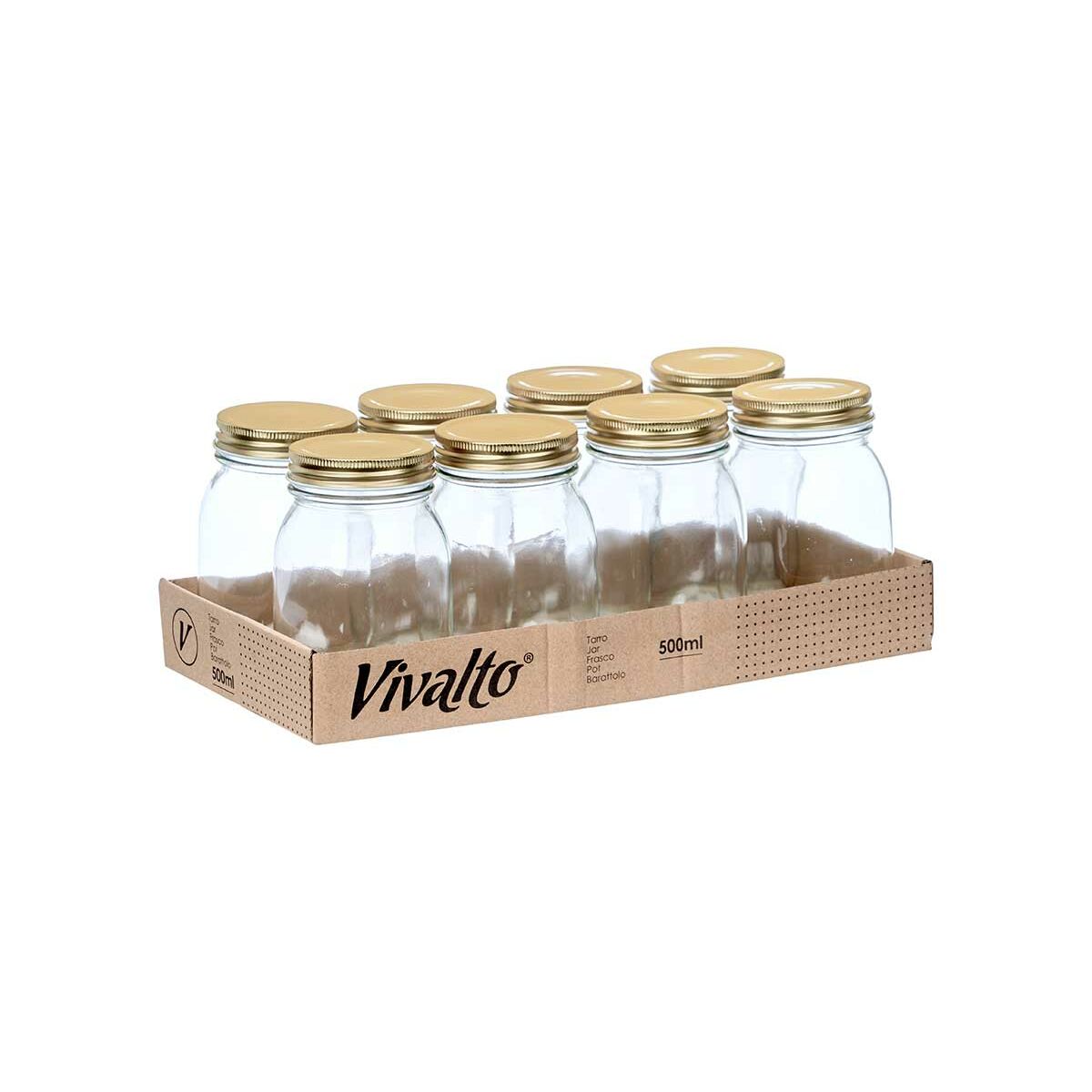 Bocal Vivalto Transparent Doré 500 ml (8 Unités)