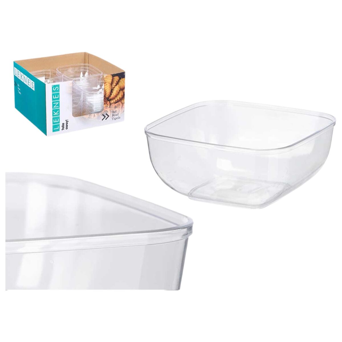 Set de Bols Leknes Transparent Plastique 800 ml 15,3 x 7 x 15,3 cm (24 Unités)