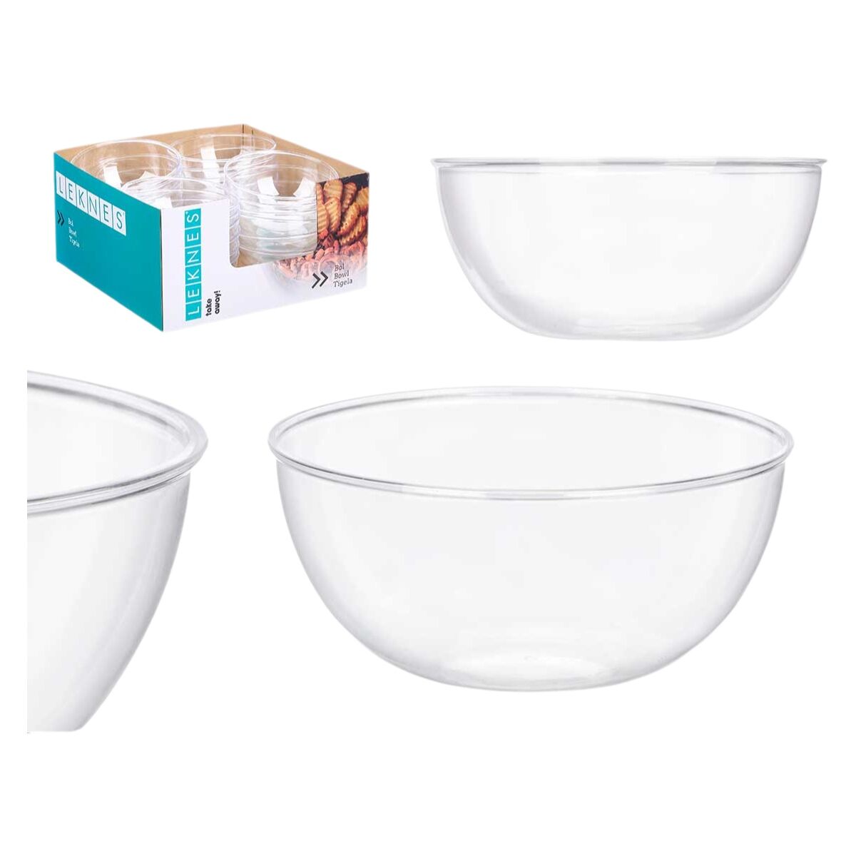 Set de Bols Leknes Transparent Plastique 700 ml 15,2 x 7 x 15,2 cm (24 Unités)