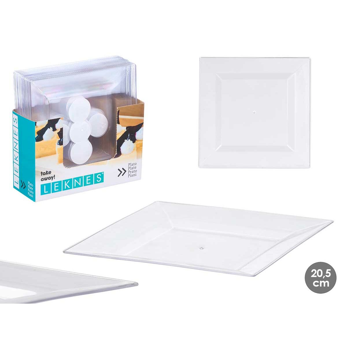 Service de vaisselle Leknes Transparent polystyrène Plastique 20,3 x 1,5 x 20,3 cm (24 Unités)