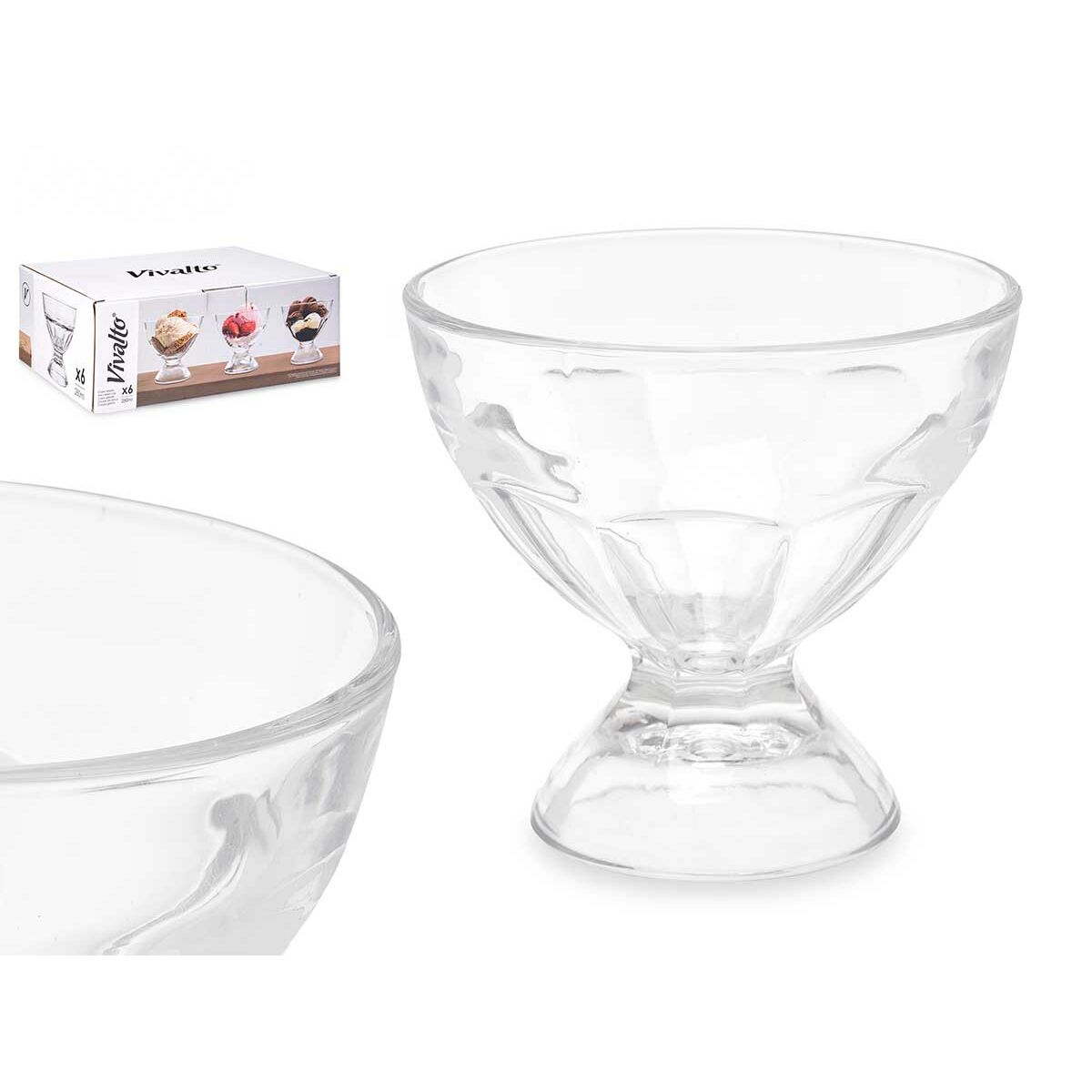 Coupe de glaces et de milkshakes Vivalto Transparent verre 280 ml (6 Unités)