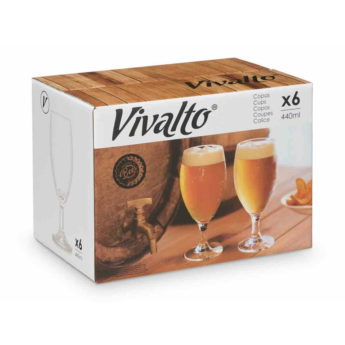 Verre Vivalto Transparent verre 440 ml Bière (6 Unités)