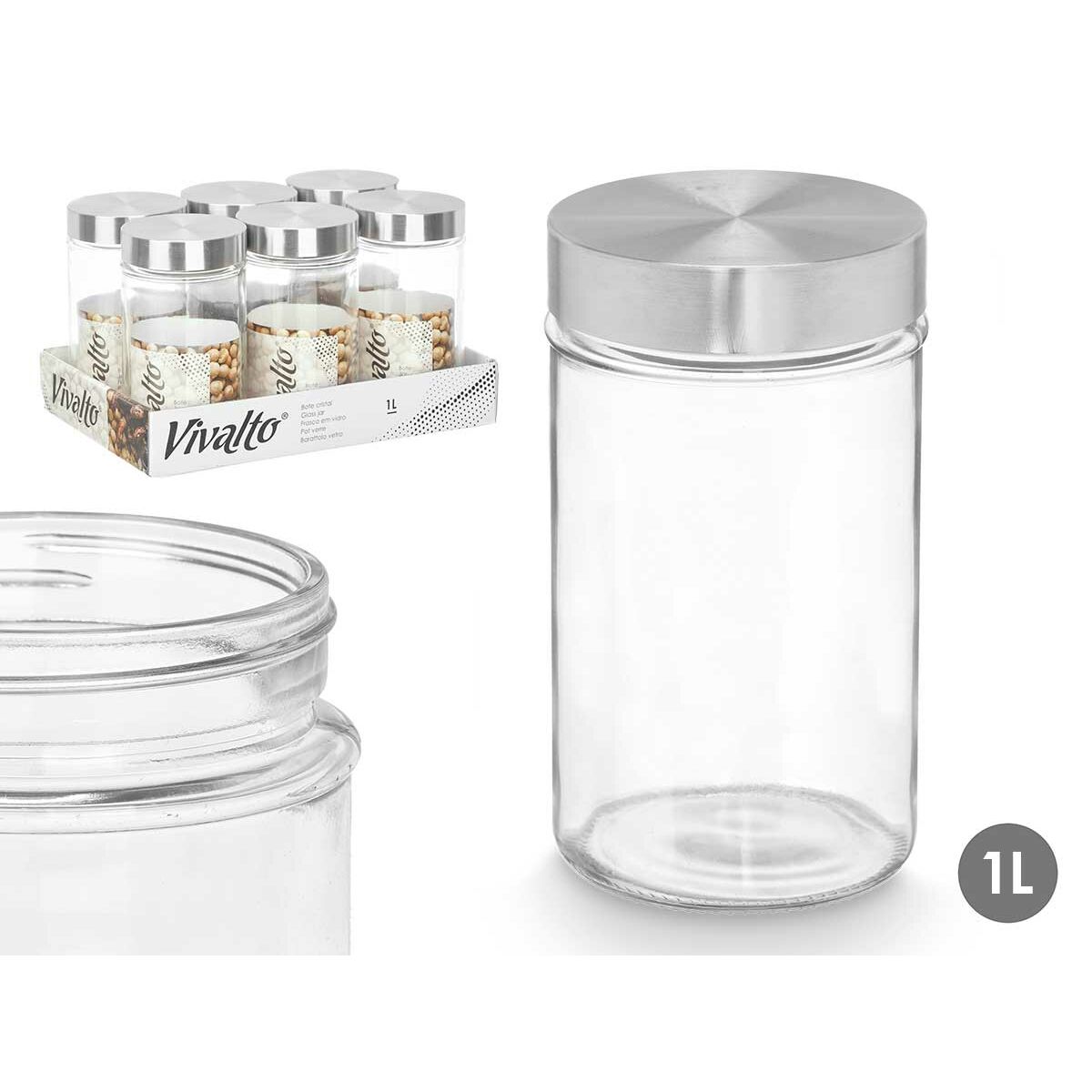 Boîte Vivalto Transparent Argenté 1 L (6 Unités)