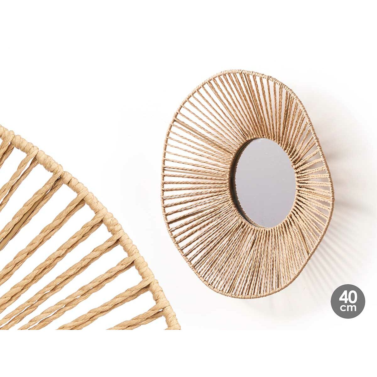 Miroir mural Gift Decor Naturel Ondes 41 x 8 x 41 cm (6 Unités)