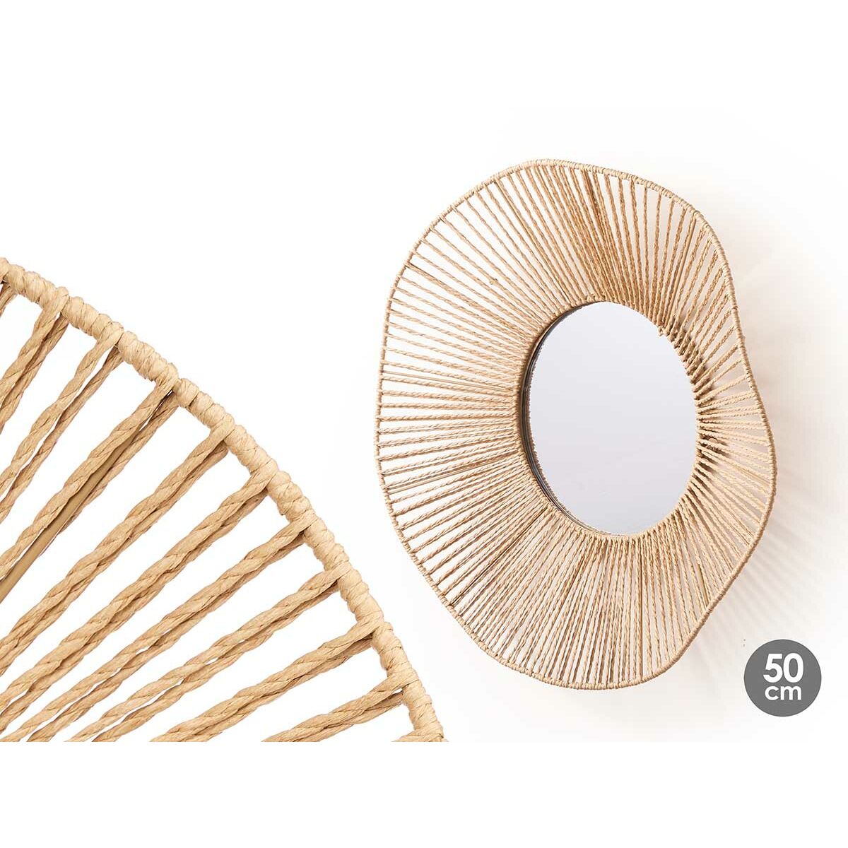 Miroir mural Gift Decor Naturel Ondes 52 x 9 x 51 cm (4 Unités)