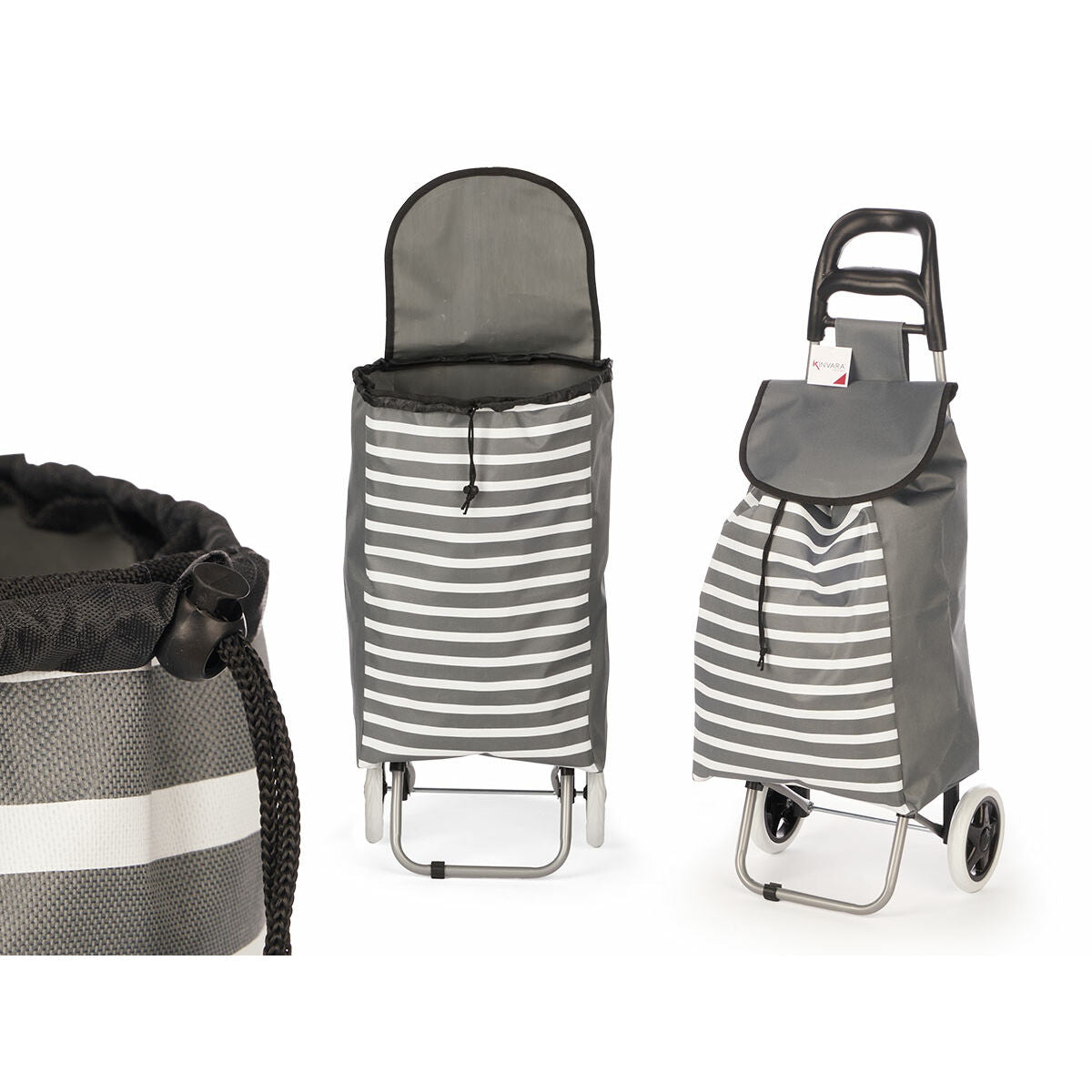 Panier à Courses Kinvara Blanc Gris 33 L 35,5 x 28 x 94 cm Rayures (6 Unités)