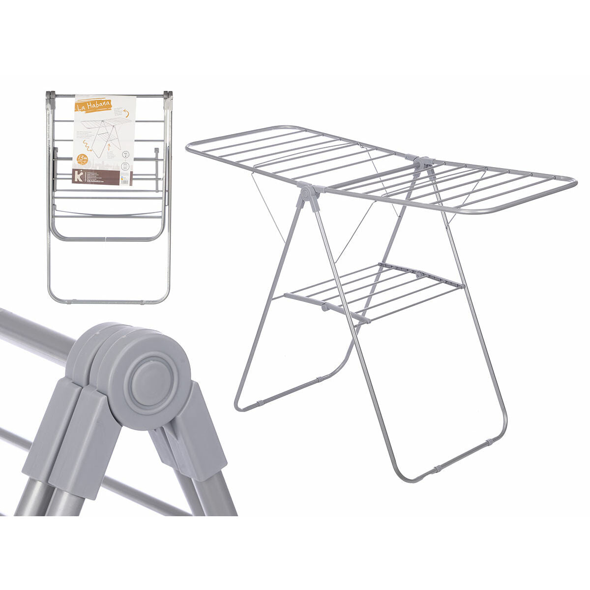 Séchoir Pliable Gris Métal 136,5 x 59 x 93,5 cm (4 Unités)