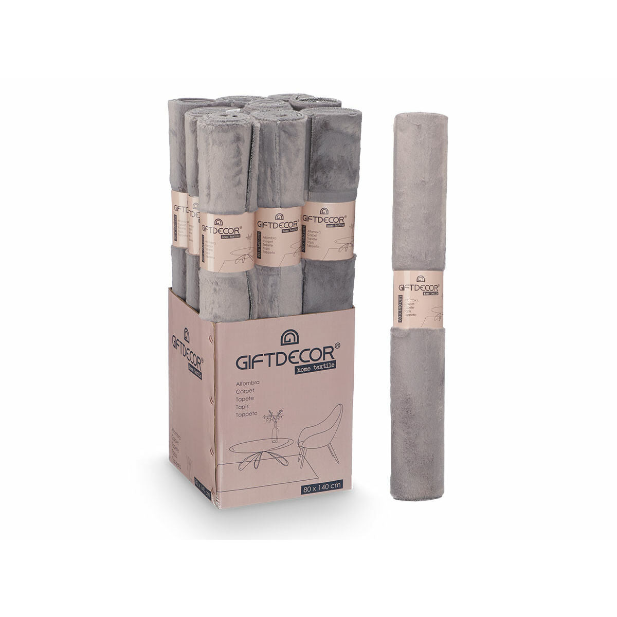 Tapis Gift Decor Soft Gris 140 x 80 cm (9 Unités)