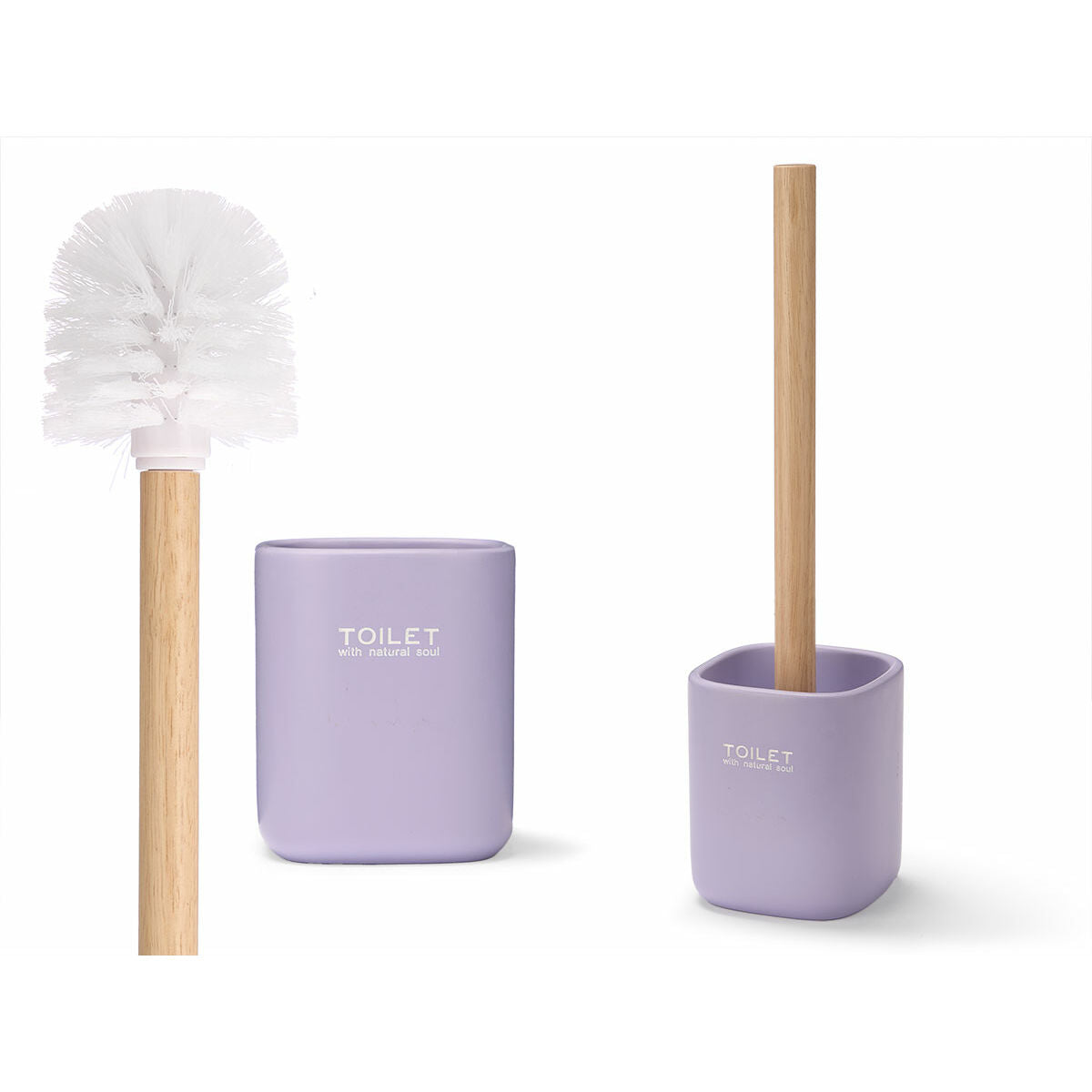 Brosse de salle de wc Berilo Blanc Vert Bois Polyrésine 9,6 x 37 x 9,5 cm (6 Unités)