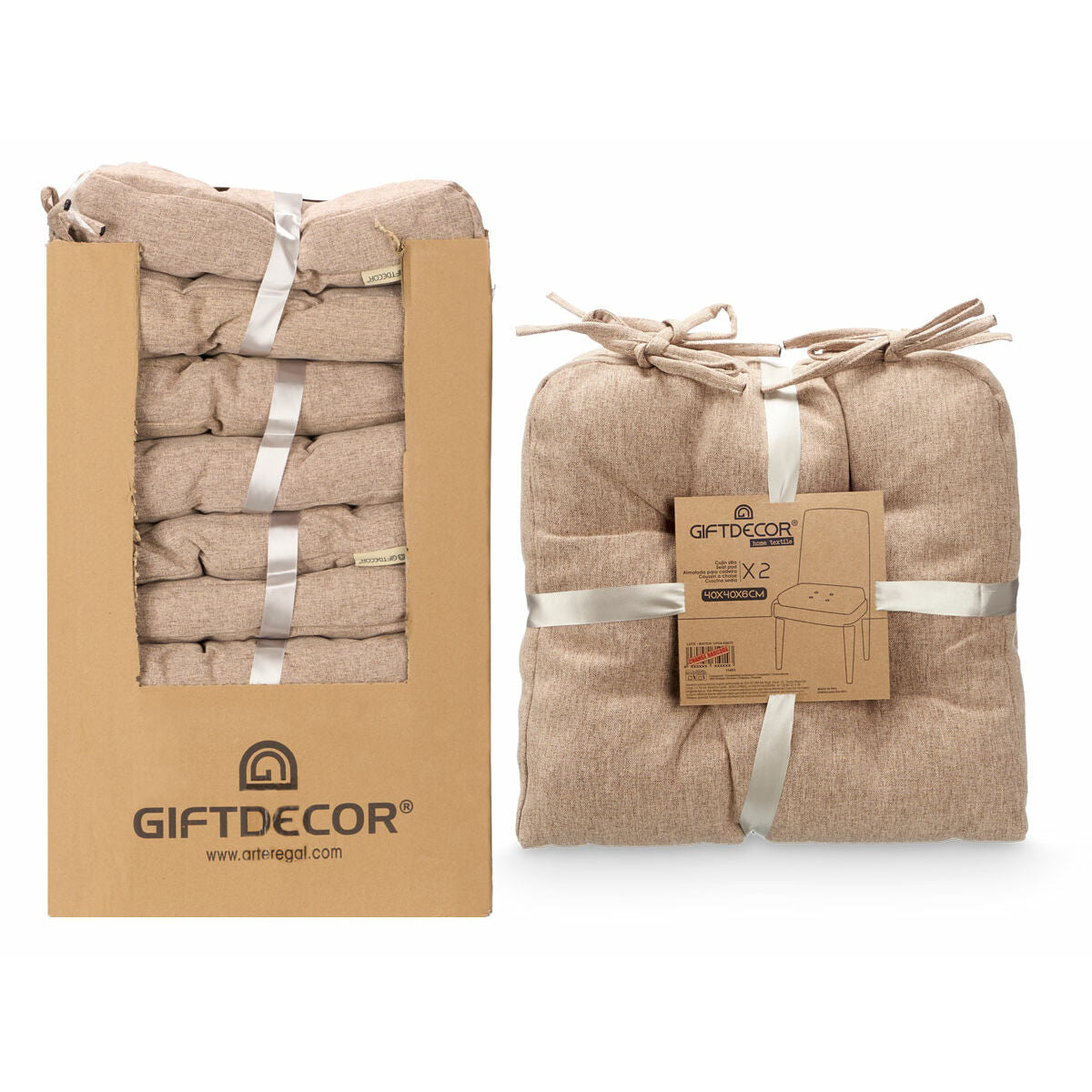 Ensemble de coussins Gift Decor Marron 2 Pièces (6 Unités)