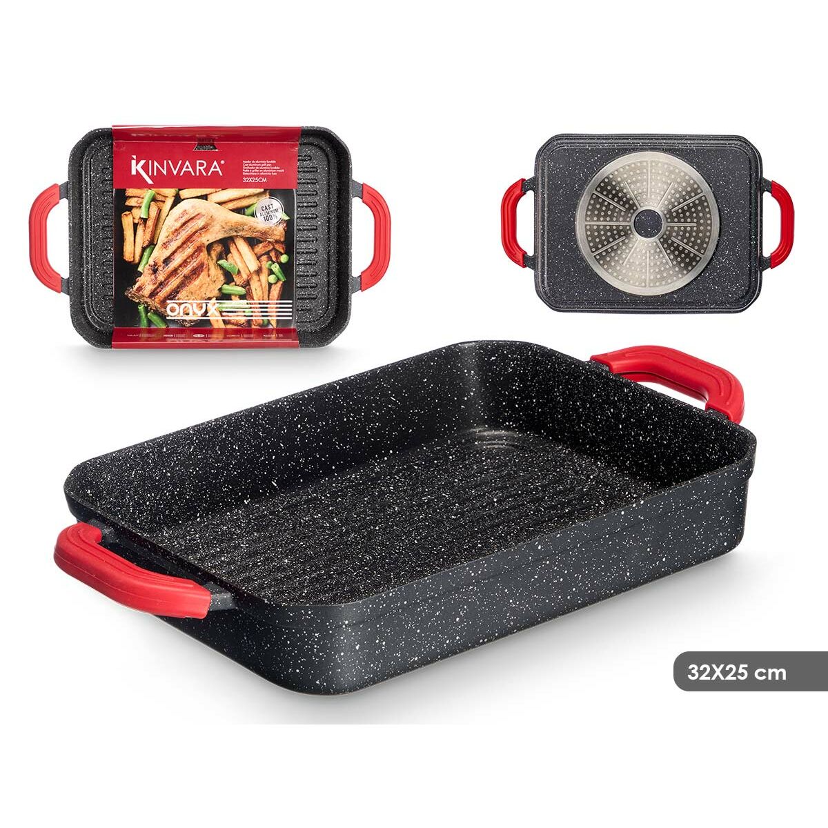 Rôtissoire Kinvara Blanc Noir Rouge Silicone Aluminium 32 x 25 cm