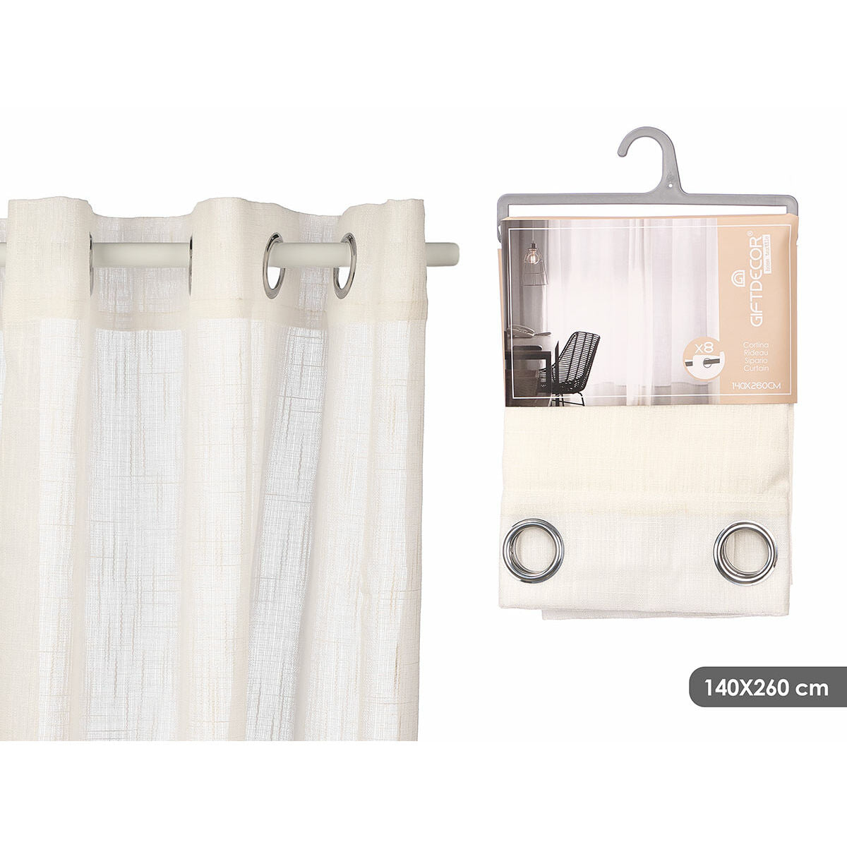 Rideau Gift Decor Blanc 140 x 260 cm Rayures (6 Unités)