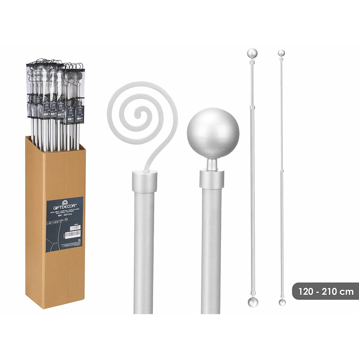 Tringle à Rideau Gift Decor Extensible 160-320 cm (24 Unités)