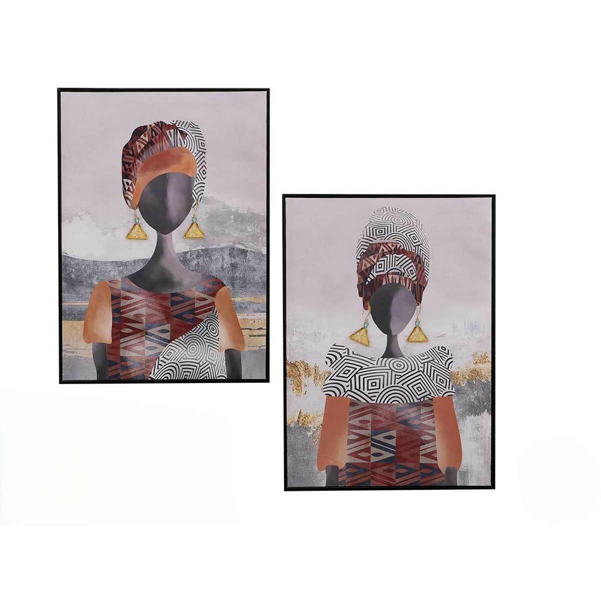 Toile Gift Decor Rouge Gris Orange Femme 50 x 3 x 70 cm (4 Unités)