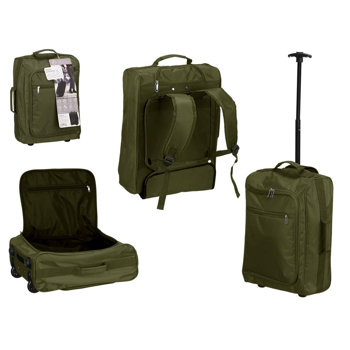 sac à dos Trolley Noir Vert Polyester Métal Plastique 31,5 l 35 x 18 x 51 cm (6 Unités)