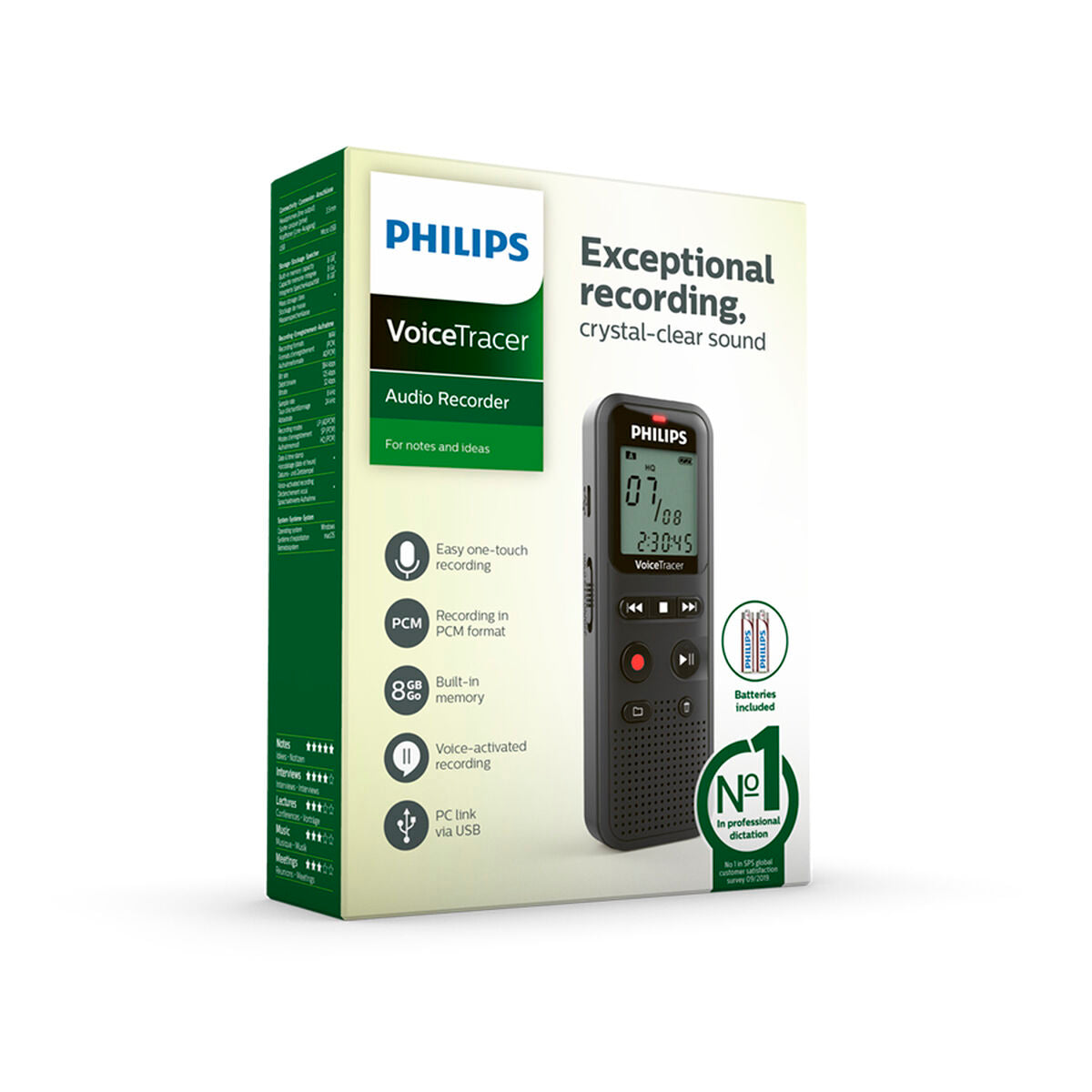 Enrégisteur Philips VoiceTracer Noir