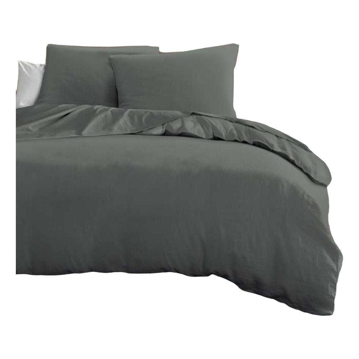 Parure de couette HOME LINGE PASSION Anthracite Lit king size 3 Pièces