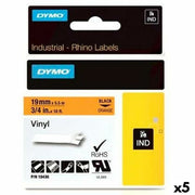 Ruban Laminé pour Etiqueteuses Rhino Dymo ID1-19 Noir Orange 19 x 5,5 mm Autocollants (5 Unités)