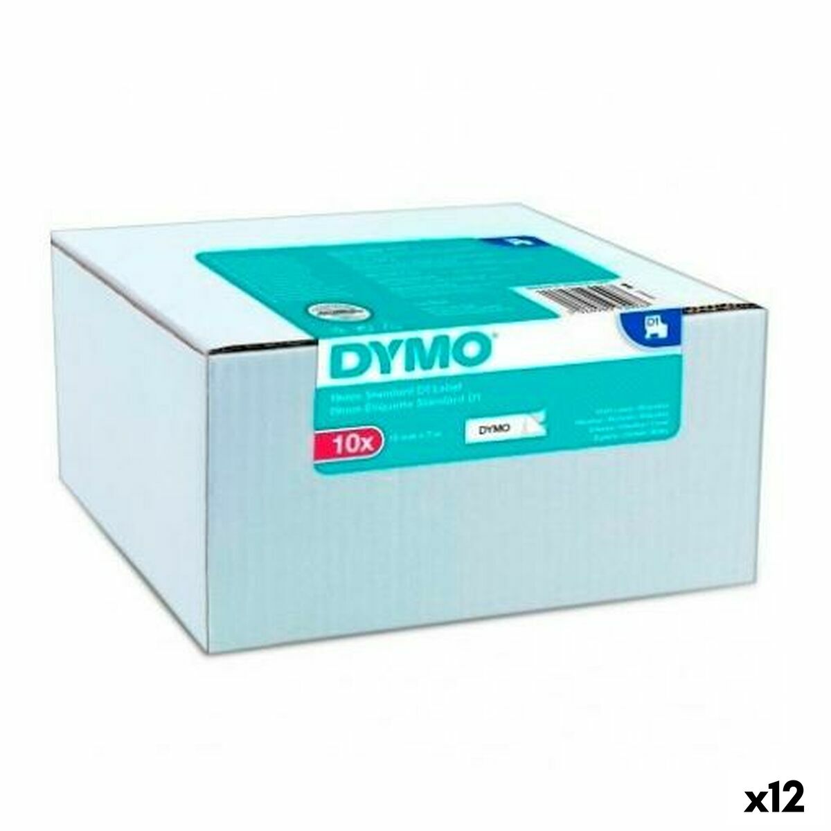 Ruban Laminé pour Etiqueteuses Dymo Blanc Noir Autocollants 10 Pièces (12 Unités)