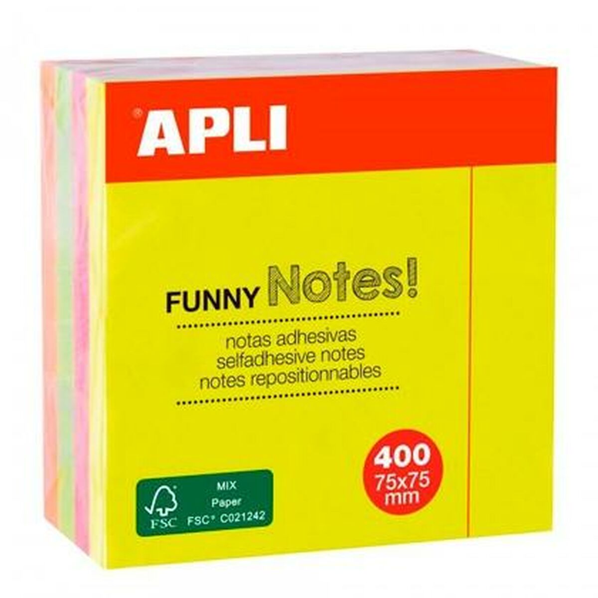 Notes Adhésives Apli FUNNY Multicouleur 75 x 75 mm (48 Unités)