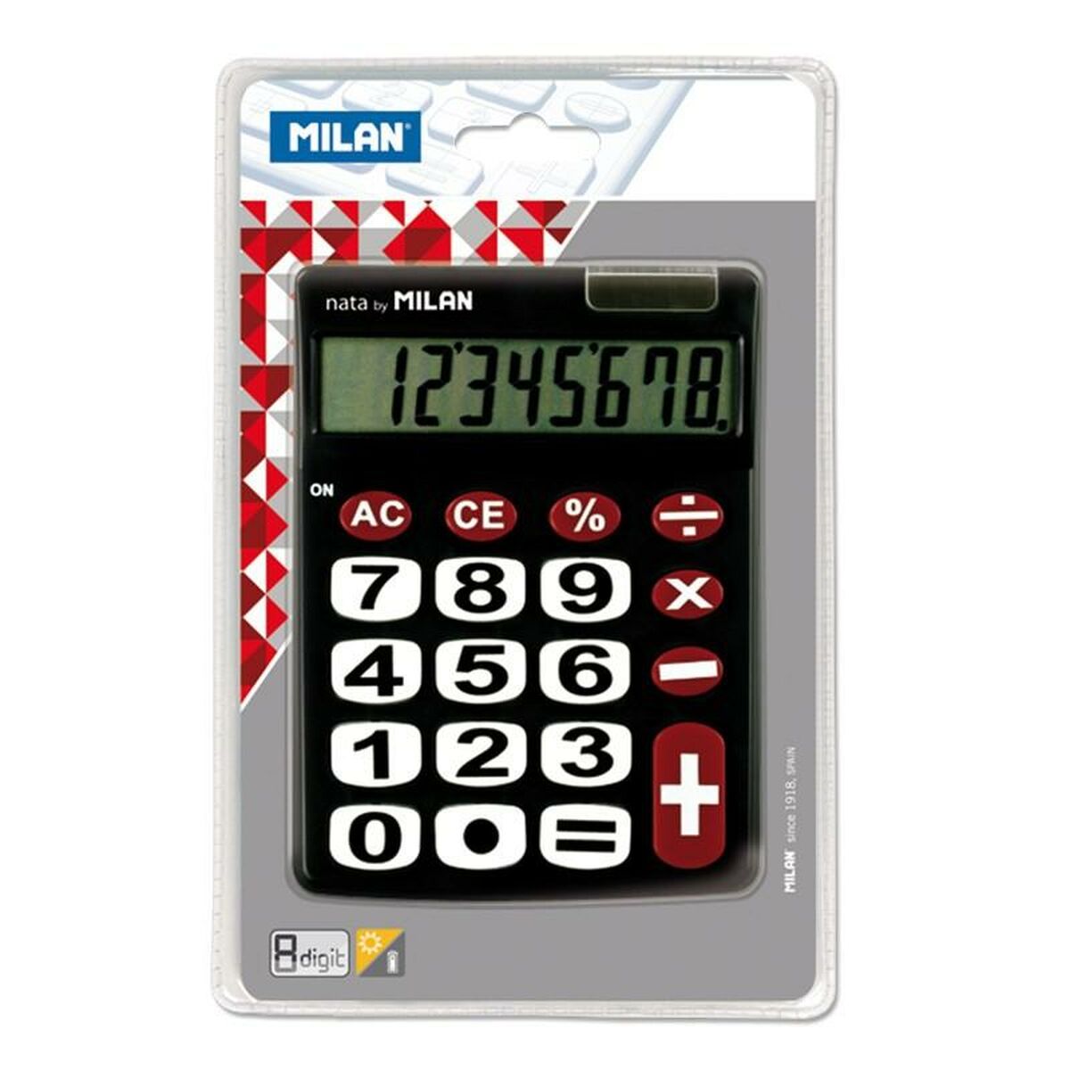 Calculatrice Milan Dual Noir 14,5 x 10,6 x 2,1 cm (10 Unités)