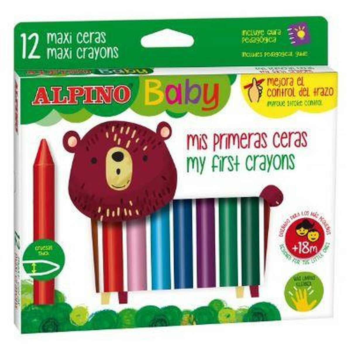 Crayons gras de couleur Alpino Baby Multicouleur 12 Pièces (6 Unités)