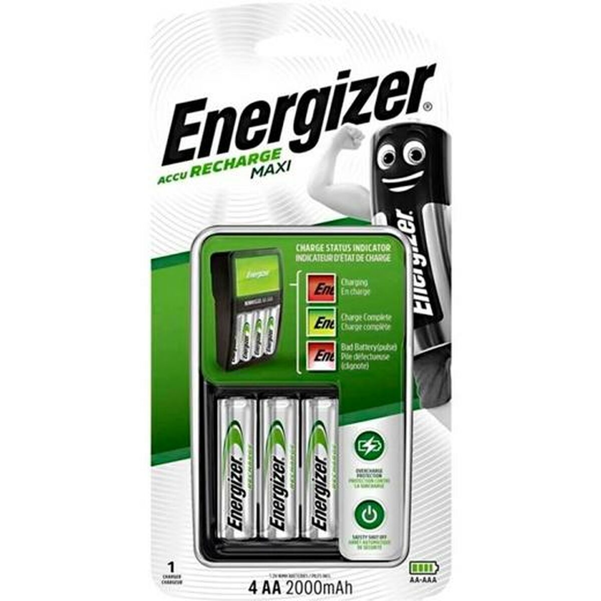 Chargeur + Piles Rechargeables Energizer (4 Unités)