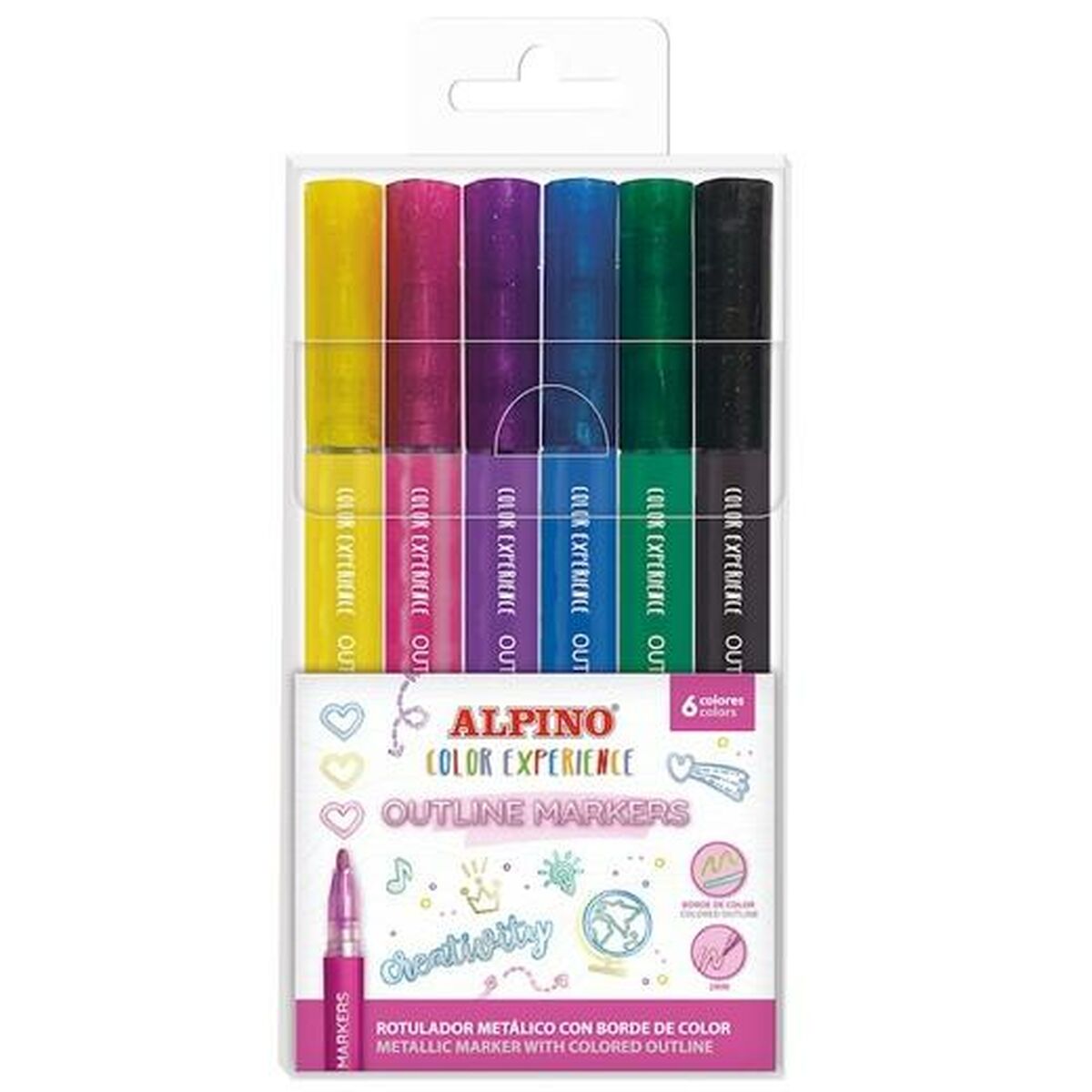 Ensemble de Marqueurs Alpino OUTLINE COLOR EXPERIENCE Multicouleur (12 Unités)
