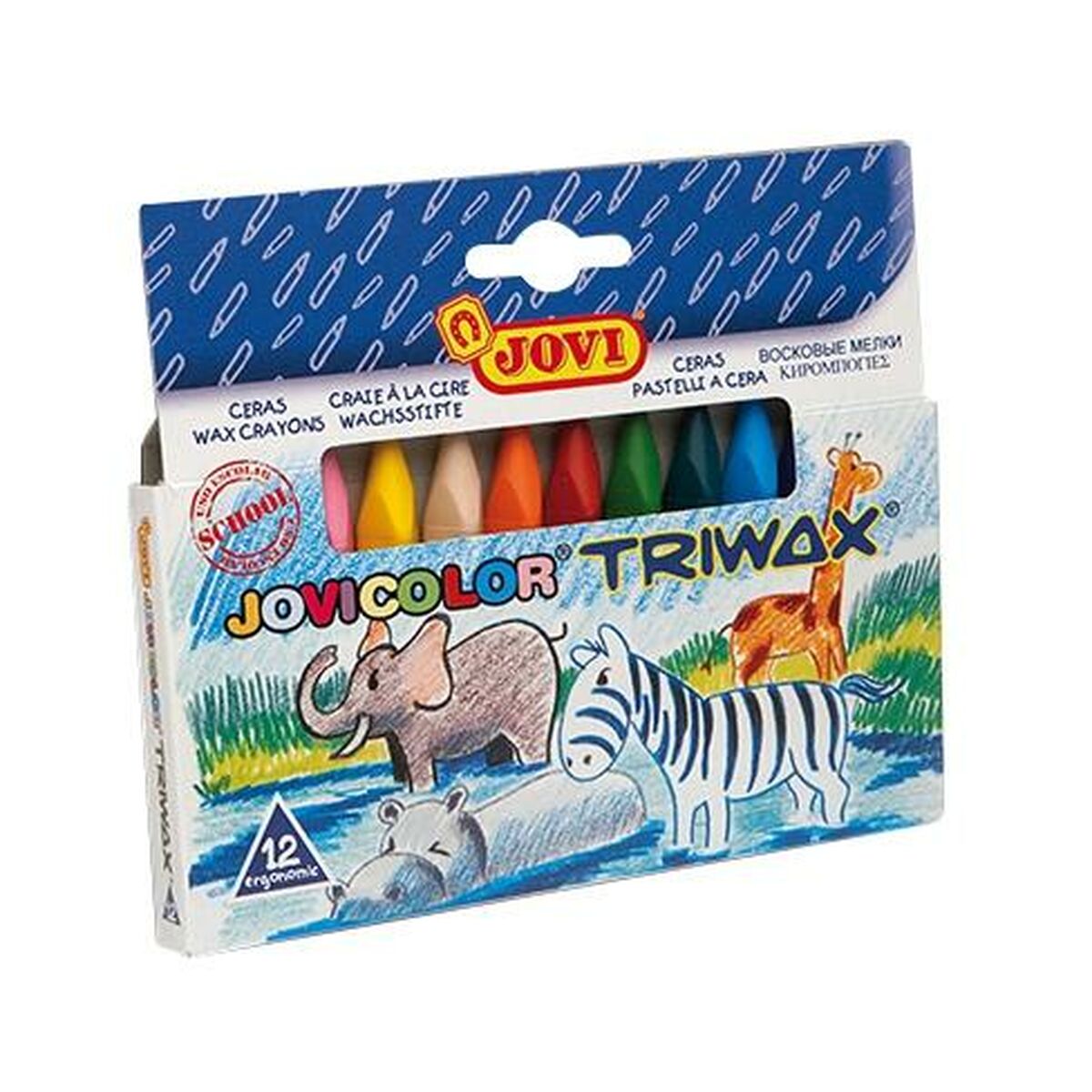 Crayons gras de couleur Jovi JOVICOLOR TRIWAX Multicouleur (12 Unités)