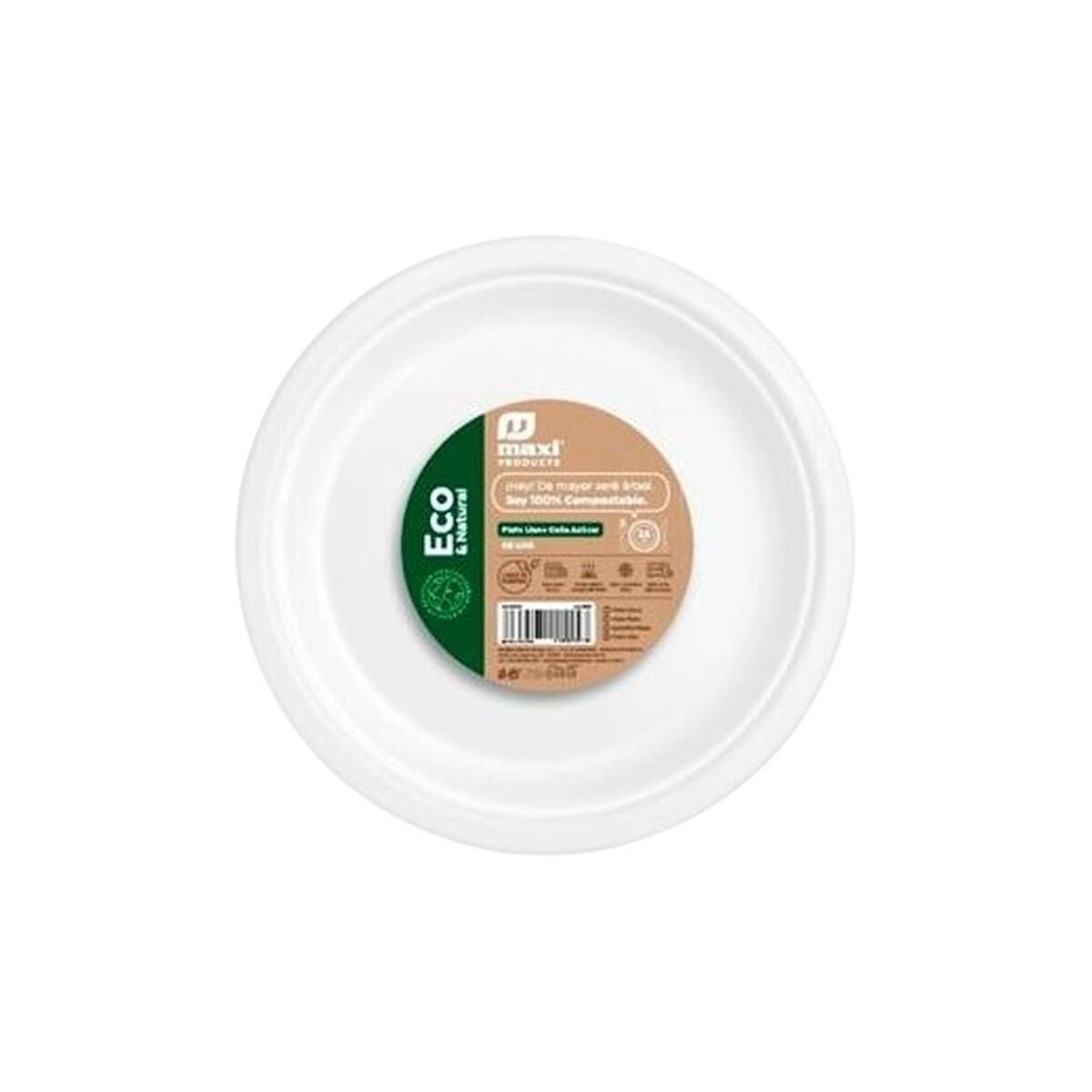 Lot d'assiettes réutilisables Maxi Products Blanc Canne à sucre Ø 26 cm 50 Pièces (10 Unités)