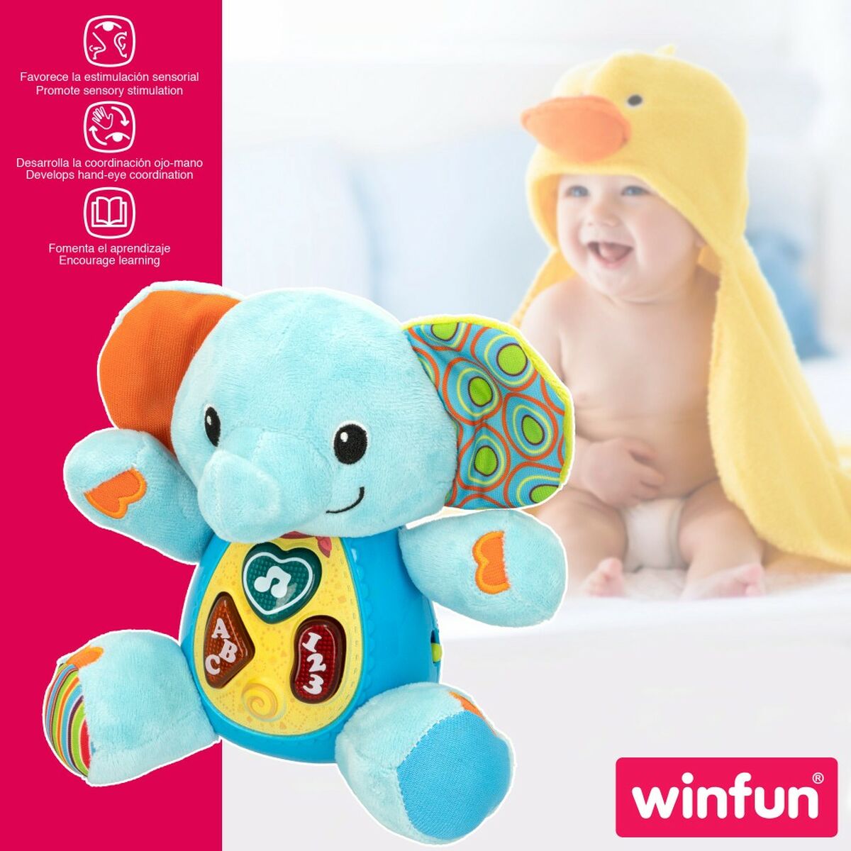 Peluche sonore Winfun Eléphant 17 x 17,5 x 10 cm (6 Unités)