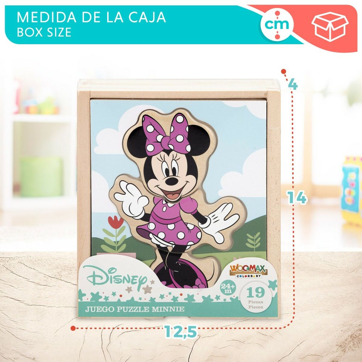 Puzzle enfant en bois Disney + 2 Ans 19 Pièces (12 Unités)