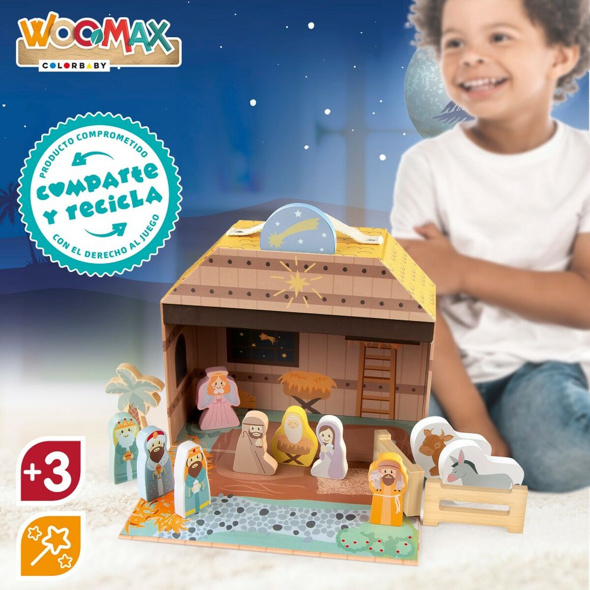 Crèche de Noël Woomax 24,5 x 20,5 x 24,5 cm (15 Pièces) (6 Unités)