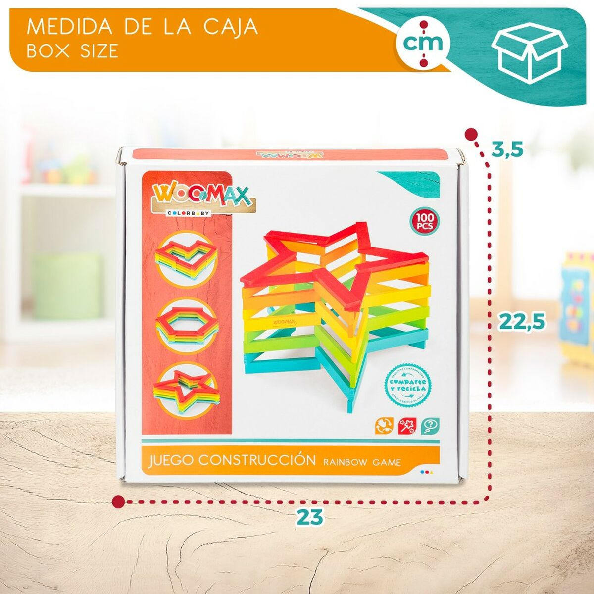 Set de construction Woomax 100 Pièces 10 x 0,5 x 1,8 cm (6 Unités)