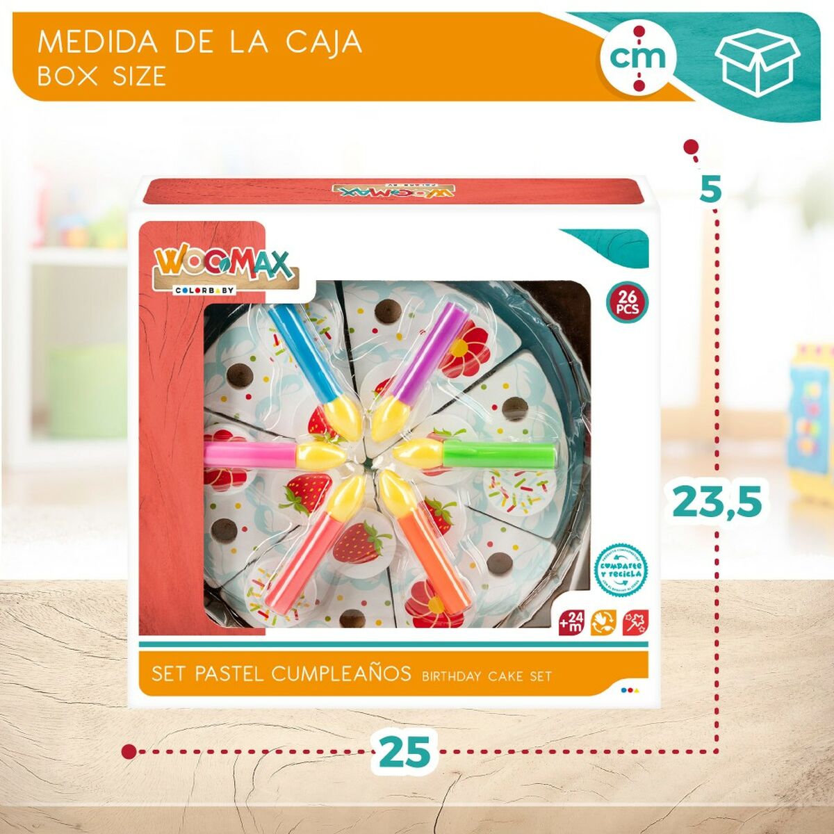 Jeu en bois Woomax Tarta 26 Pièces (6 Unités)