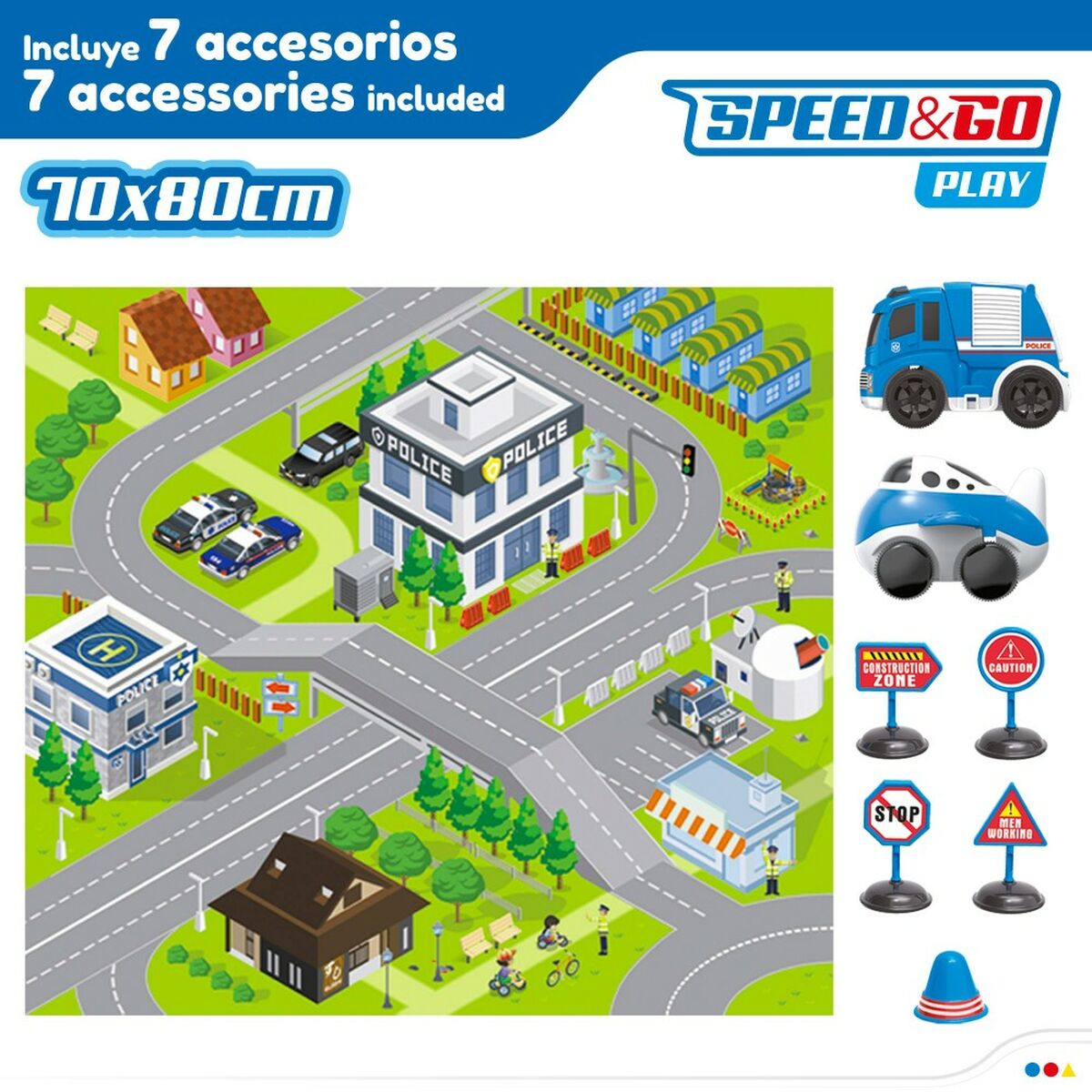 Tapis de jeu Speed & Go Accessoires Voitures Route Tissu Plastique (6 Unités)