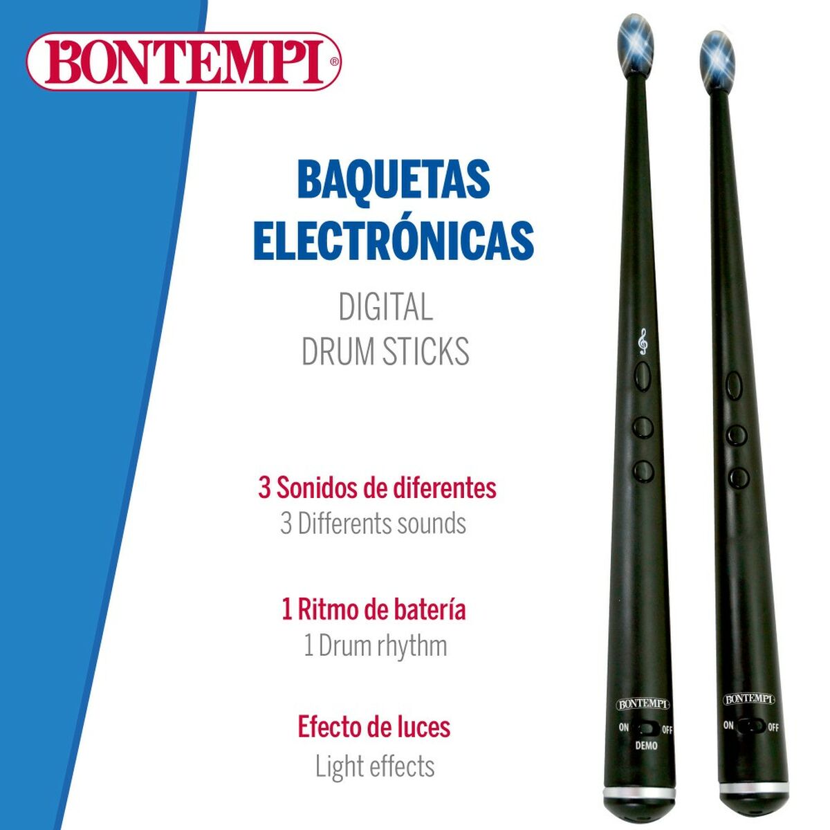 Baguettes de tambour Bontempi Electriques Noir Lumière