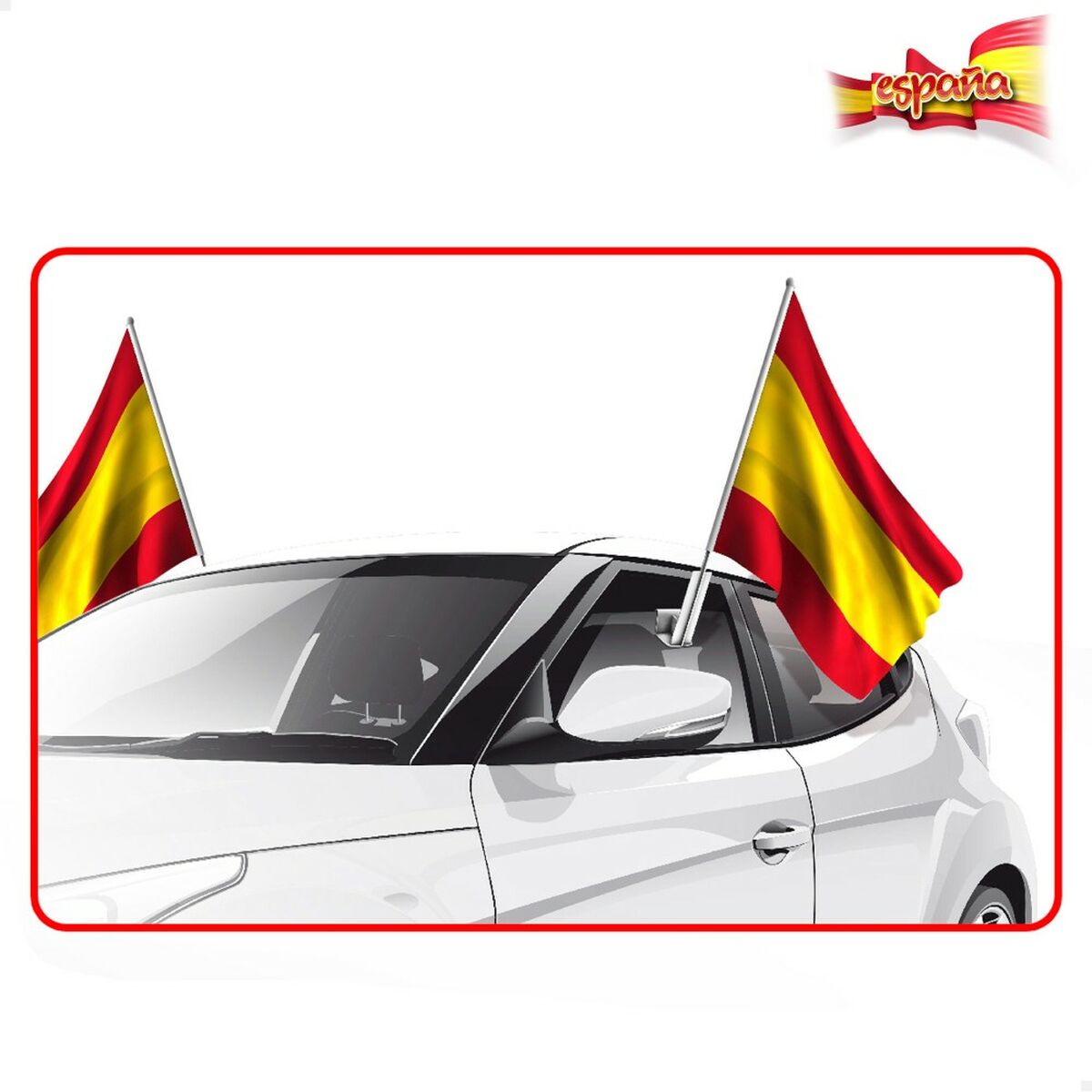 Porte-drapeau pour voiture Colorbaby 45 x 30 cm Espagne 2 Pièces (24 Unités)