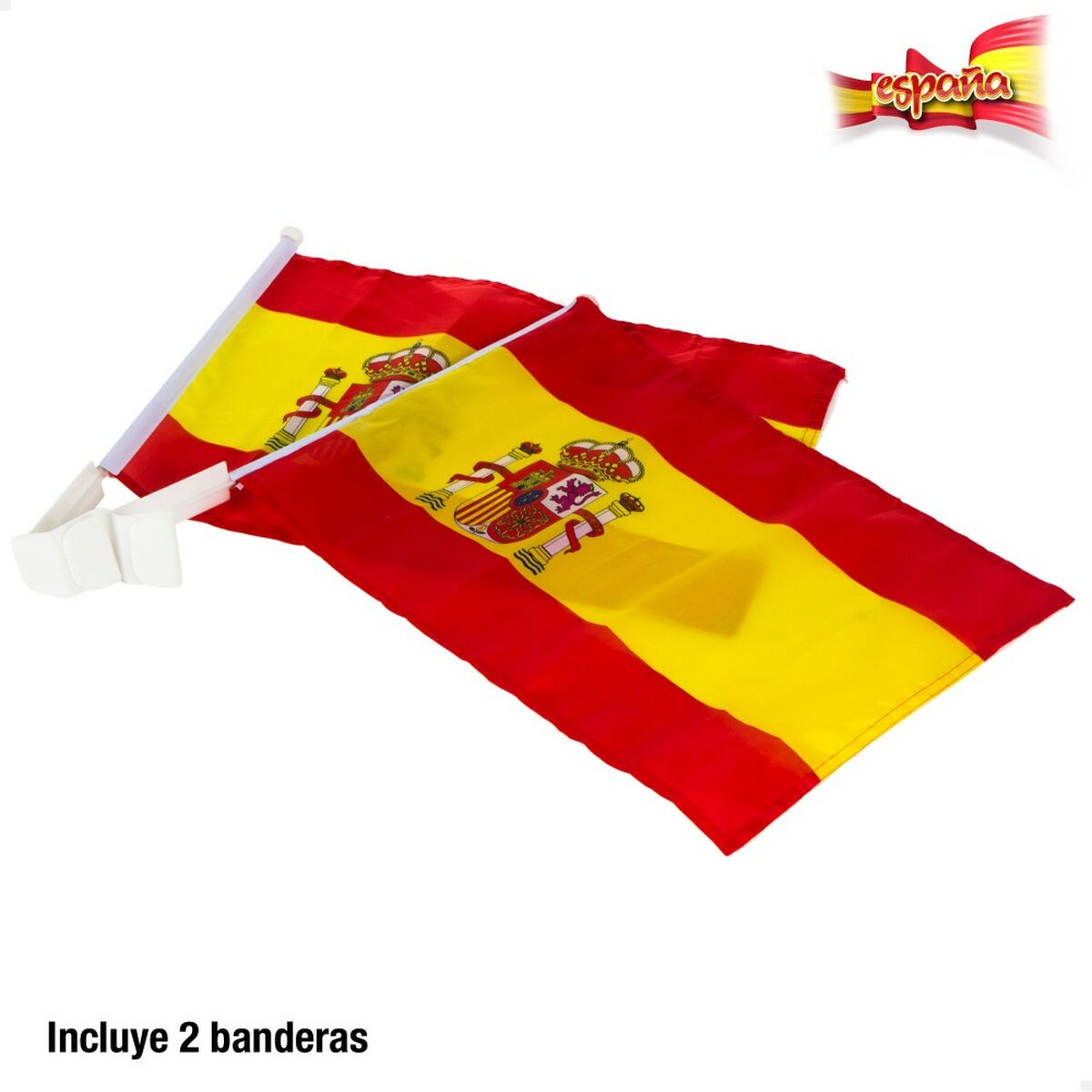 Porte-drapeau pour voiture Colorbaby 45 x 30 cm Espagne 2 Pièces (24 Unités)